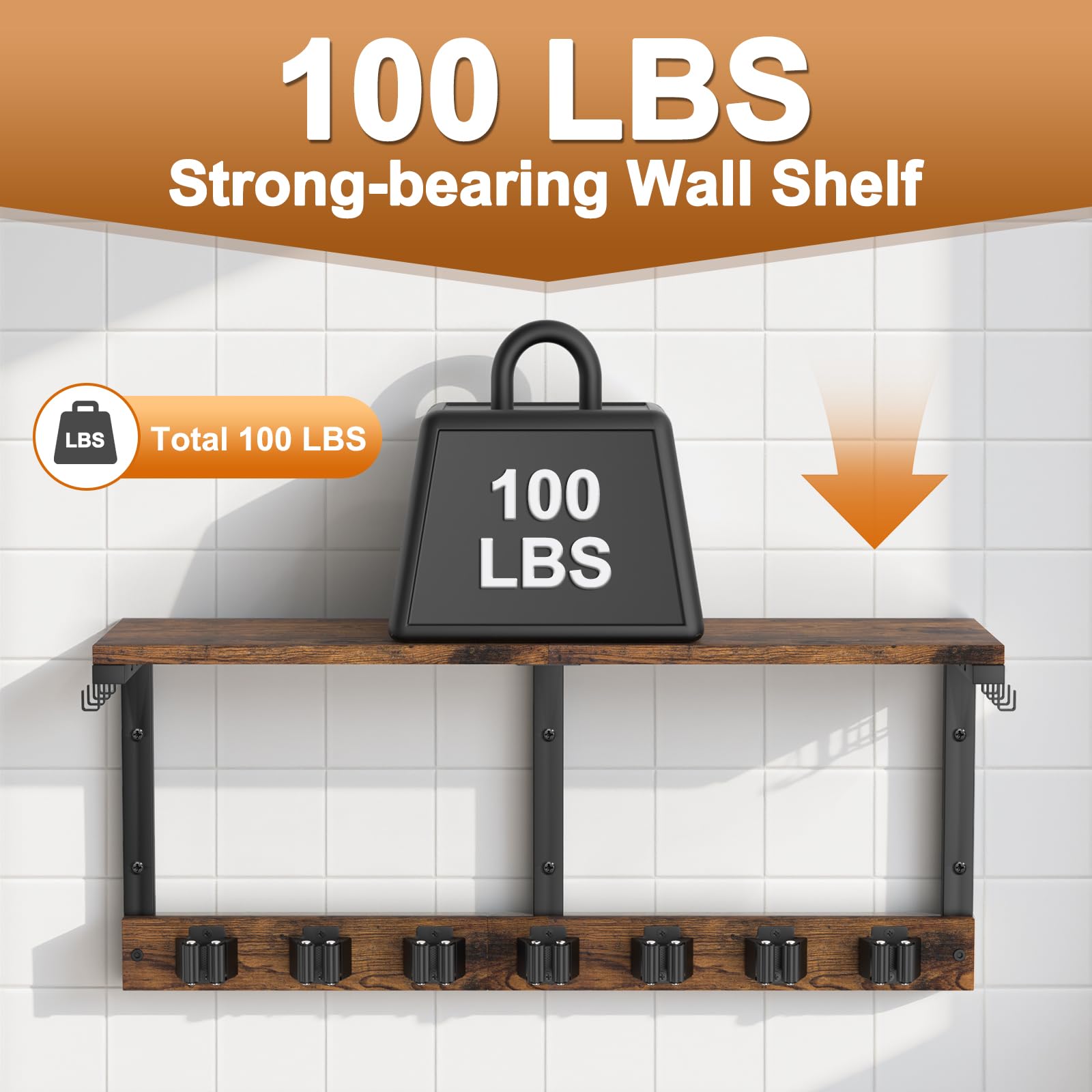 Wall Mount Broom Holder Laundry Room Storage Organizer Shelves