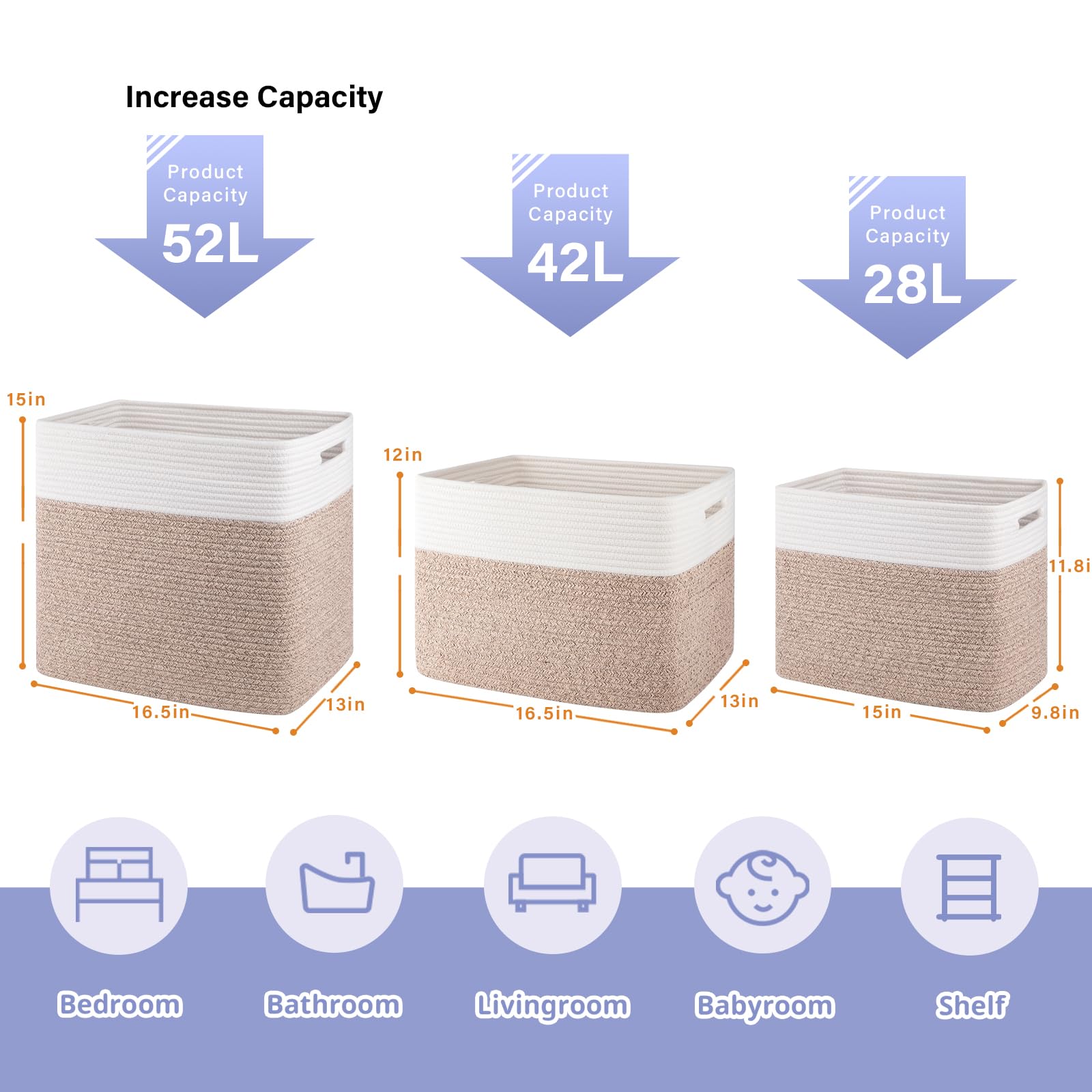 Storage baskets for Shelf (2 Count)