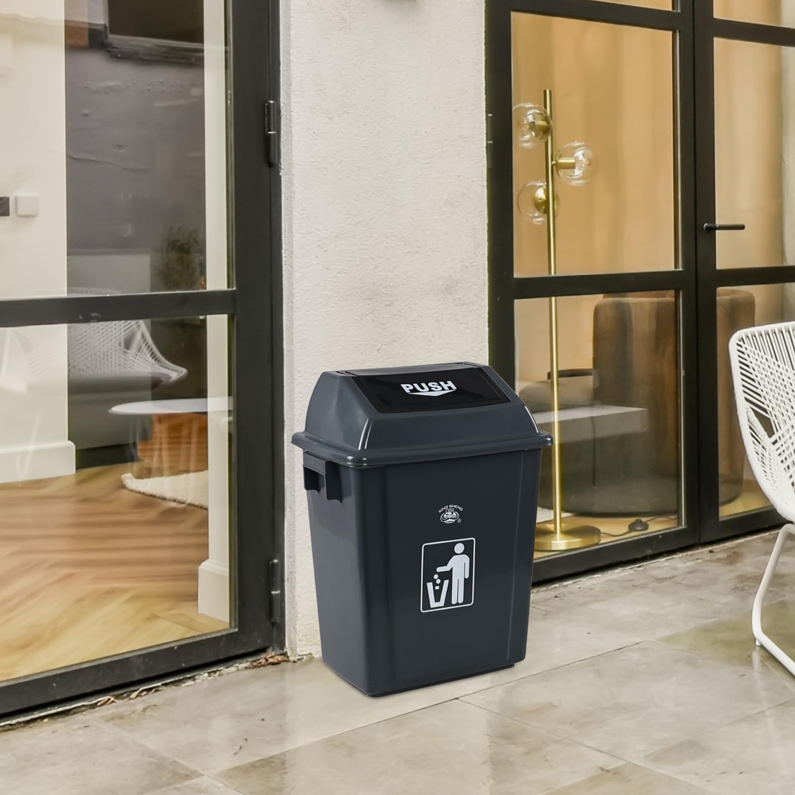 6 Gallon Office Trash Can with Swing Top Lid (4 Count)