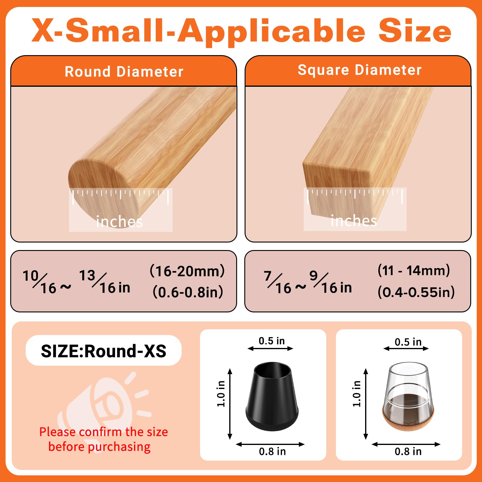Chair Leg Floor Protectors for Hardwood Floors Extra Small 16pcs (16 Count)