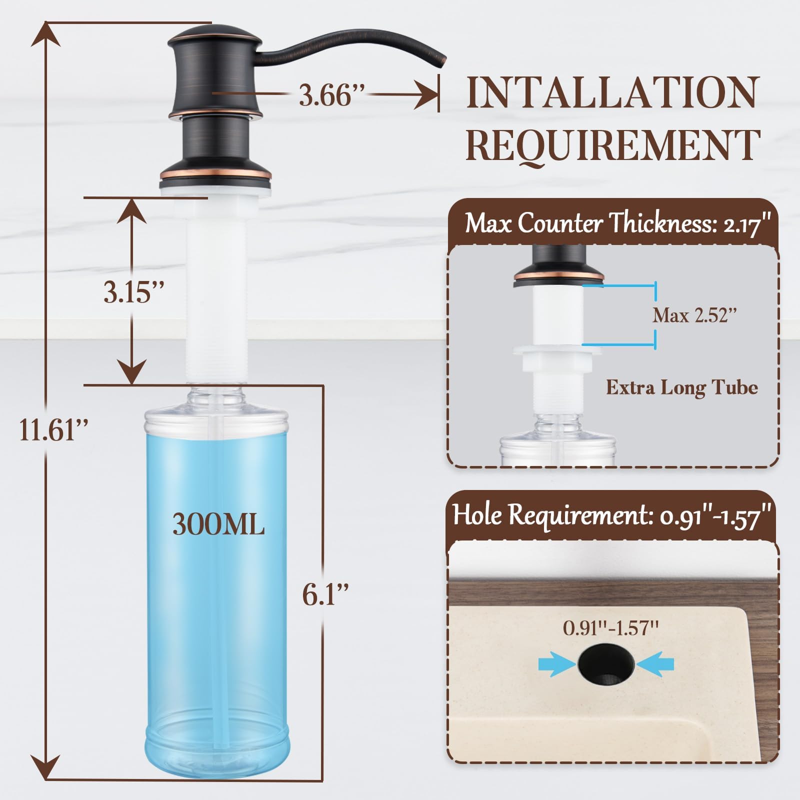 Built in Soap Dispenser for Kitchen Sink Countertop