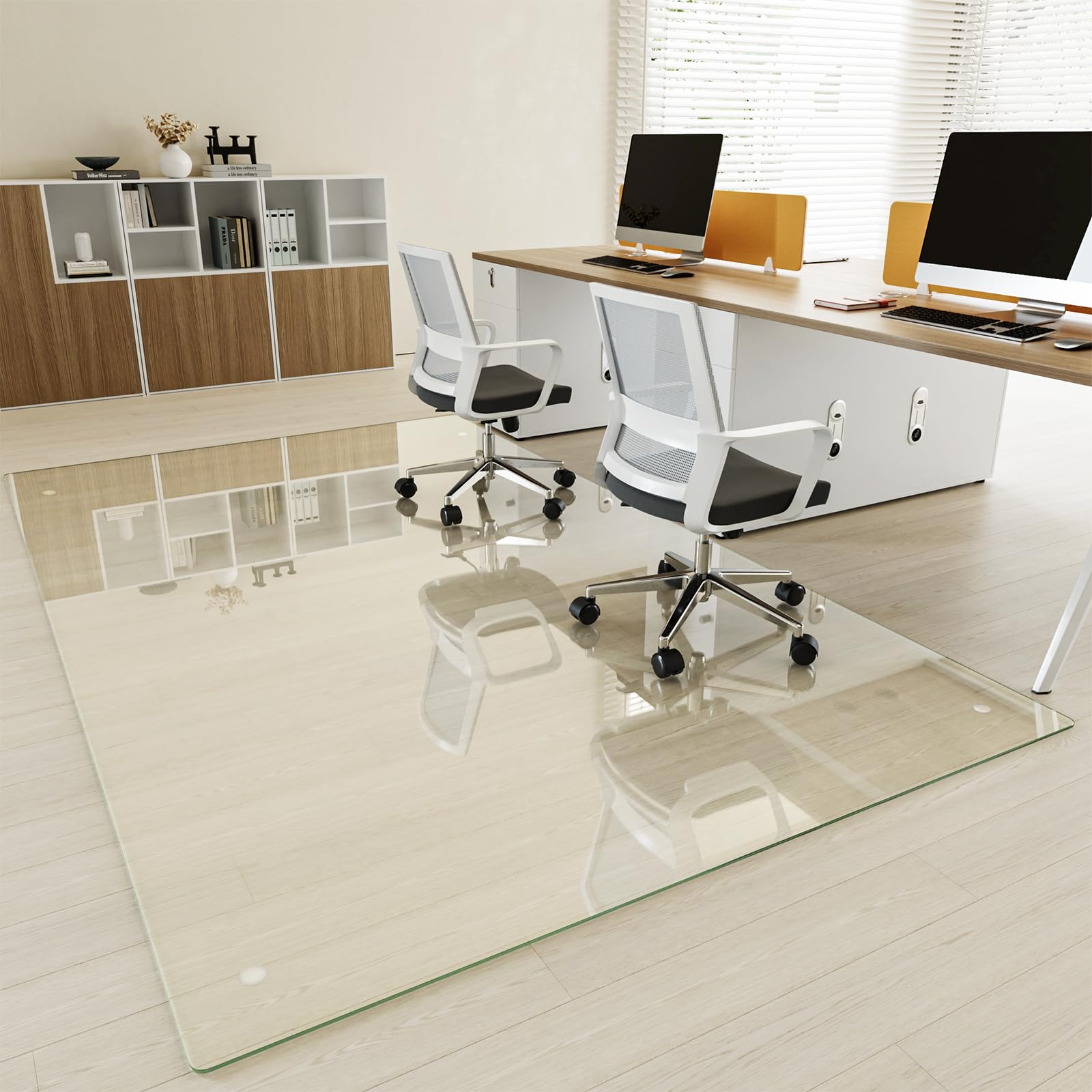 Tempered Glass] 48" x 80" Glass Office Chair Mat for Carpet
