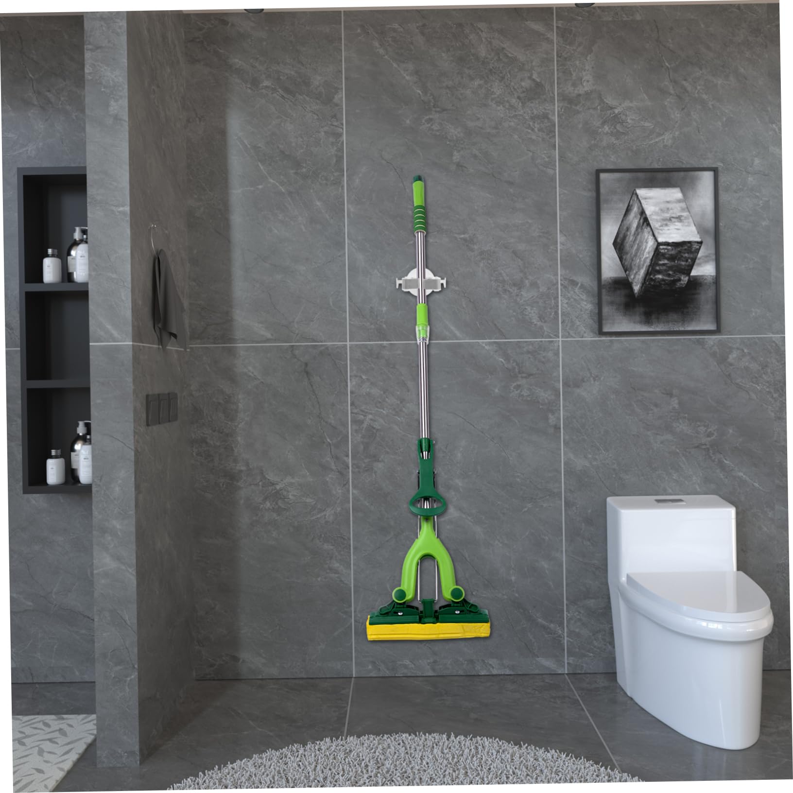 2pcs Mop Broom Organizer Wall Mount Gripper Self Adhesive Broom Holder for Kitchen