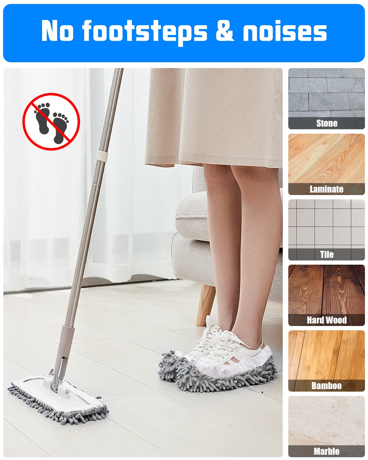 8 Pcs Mop Slippers Socks Floor Cleaning (8 Count)