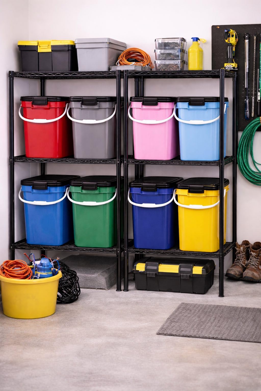 4 Gallon Square Food Grade Bucket Pail with Plastic Handles and Lid