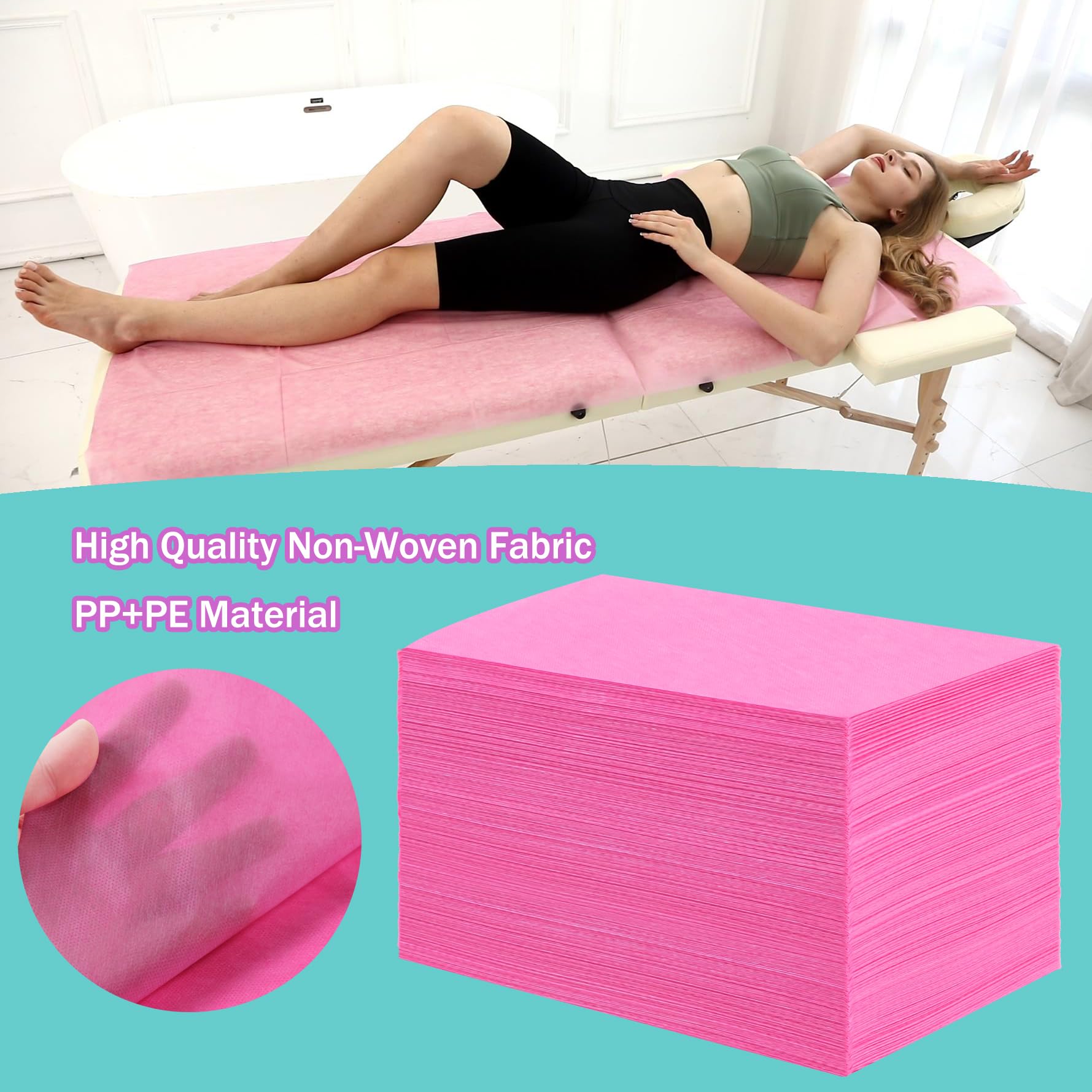 Disposable Bed Sheets for Massage Table 100 Pcs 31" x 71" Waterproof Massage Table Sheets Soft Non Woven Fabric SPA Massage Table Bed Cover Breathable for Beauty Tattoos Waxing Travel (100 Count)