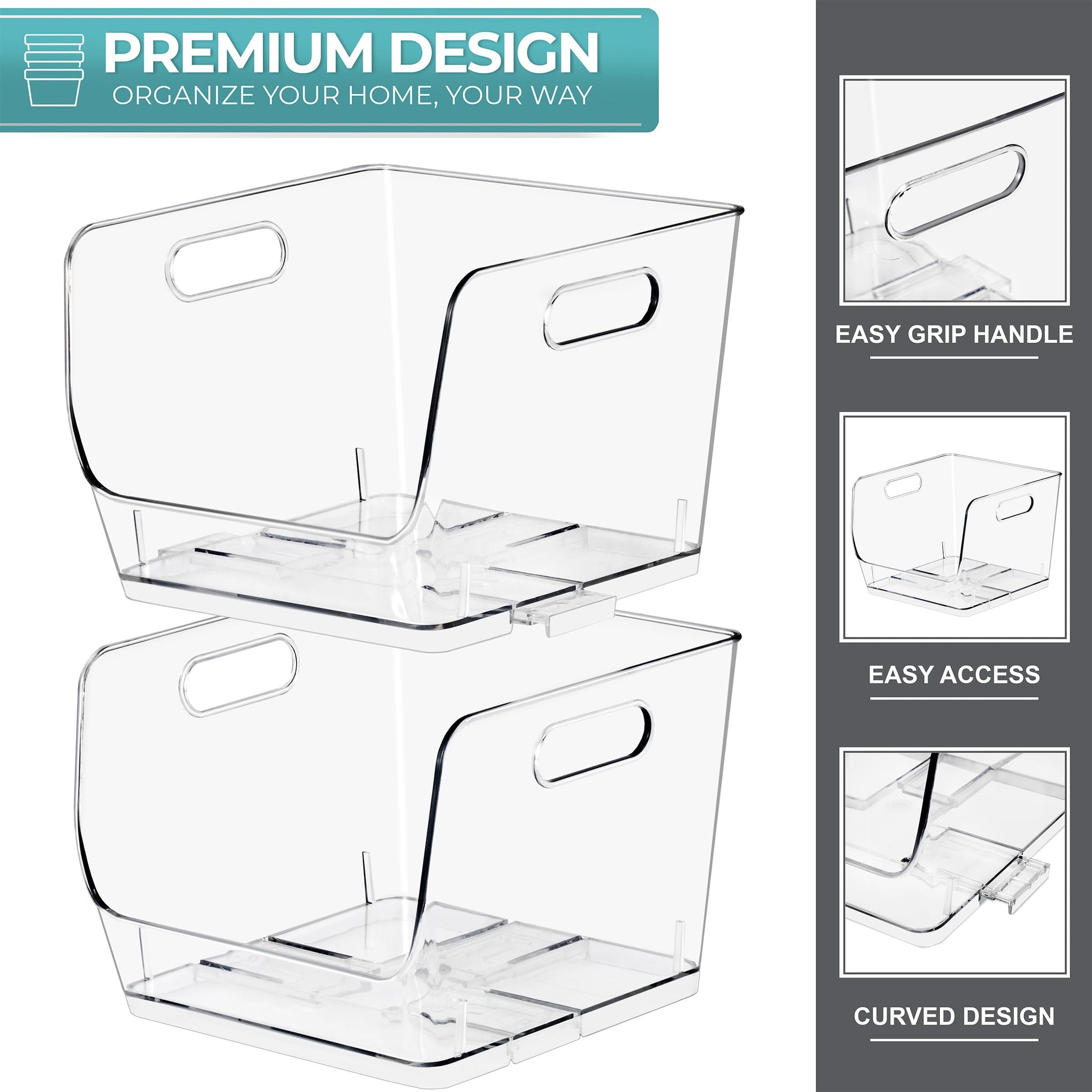 Stackable Storage Bins Open Front