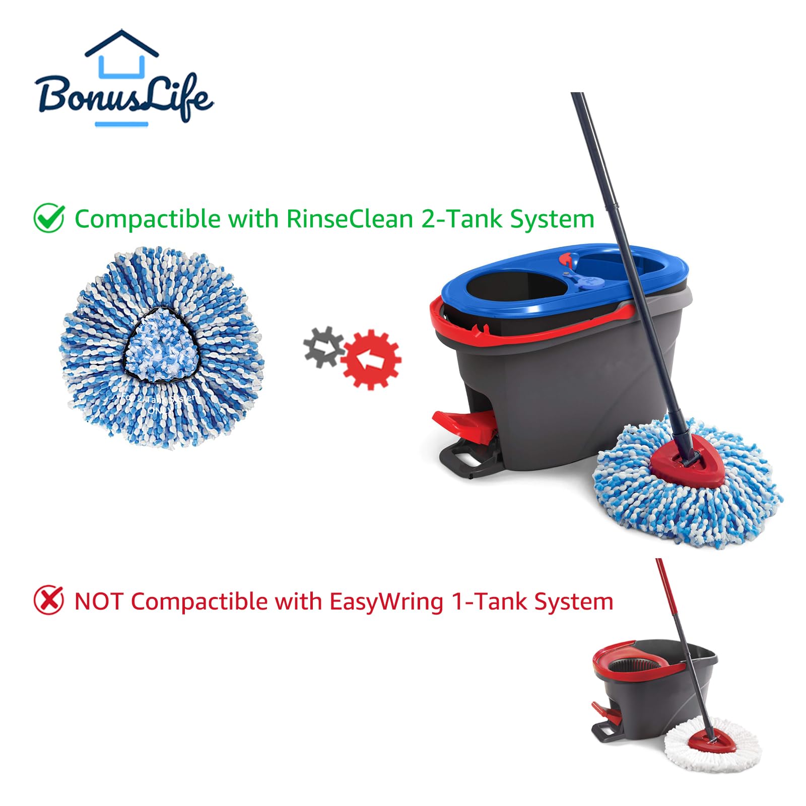 BonusLife 4 Pack Mop Head for O (11 Ounce)