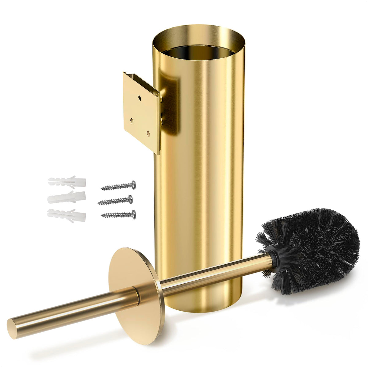 2 Pcs Wall Mounted Stainless Steel Toilet Brush and Holder Set