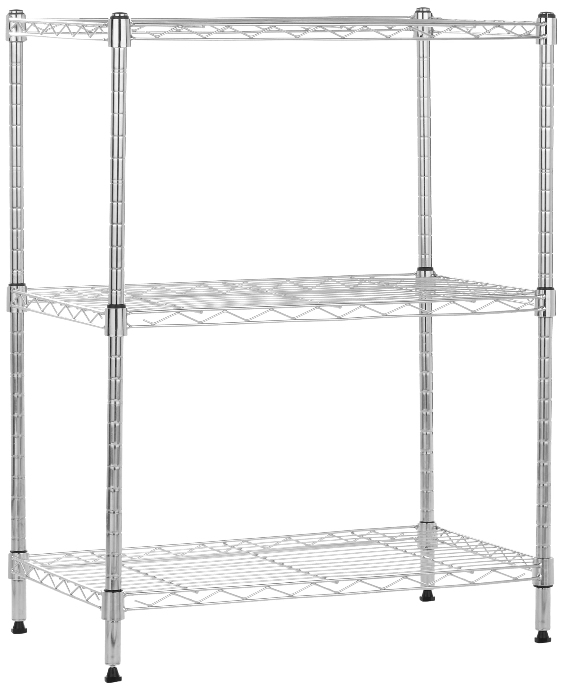 3 Shelf Adjustable Heavy Duty Steel Wire Shelving Rack with Chrome Finish