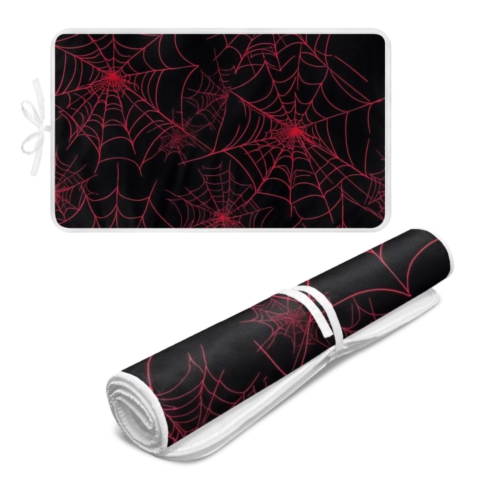 Ironing Mat Red Spider Web Portable Ironing Pad Blanket for Table Top Heat Resistance Foldable Lightweight 32 x 16 Inch Small Ironing Pads for Washer