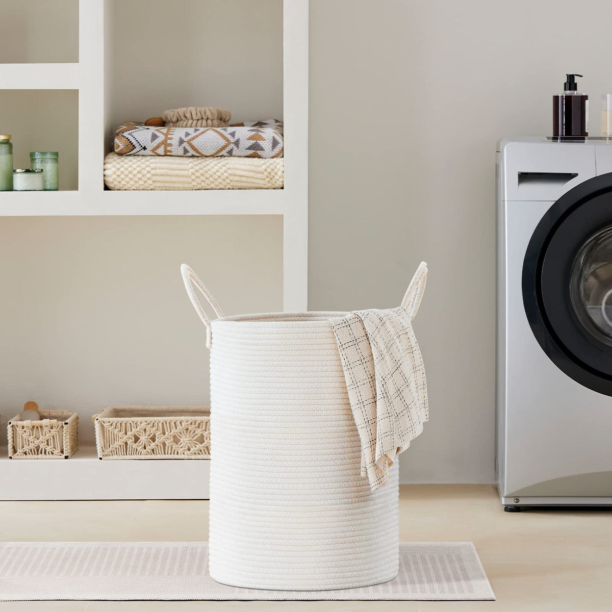58L Tall Woven Laundry Basket Hamper