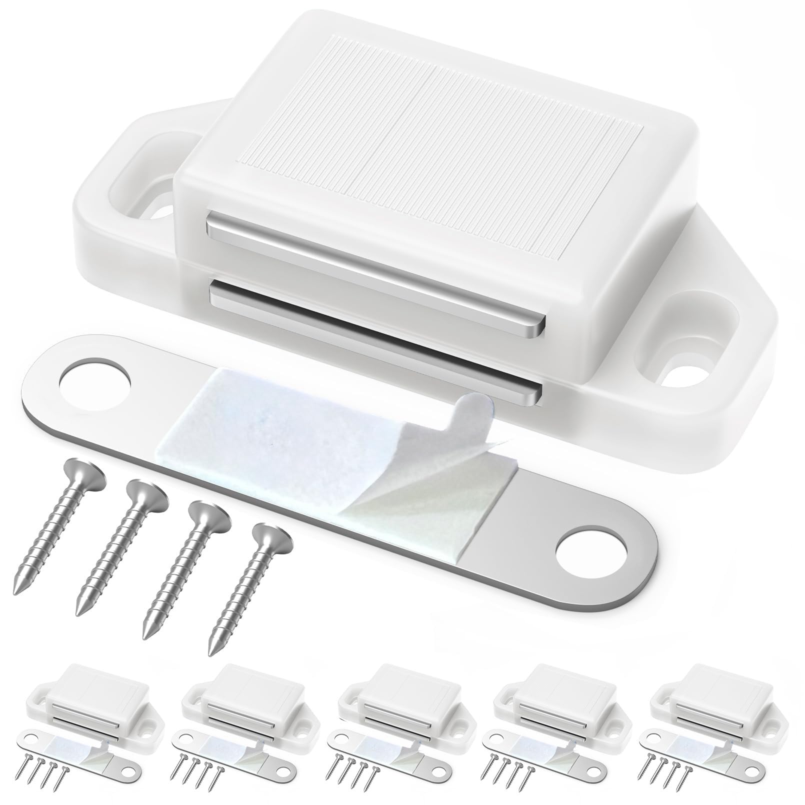 Cabinet Magnetic Catch Door Latch 25LB for Kitchen Drawer Magnets to Stay Closed Magnetic Catch Closet for Drawer（White 6 Pack）
