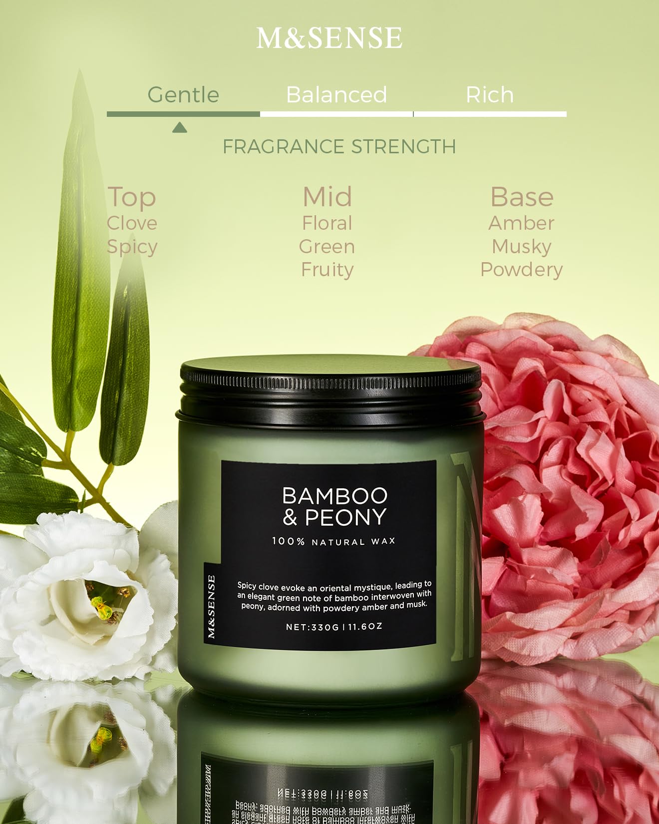 Bamboo Peony Scented Candles for Home (11.6 Ounce)