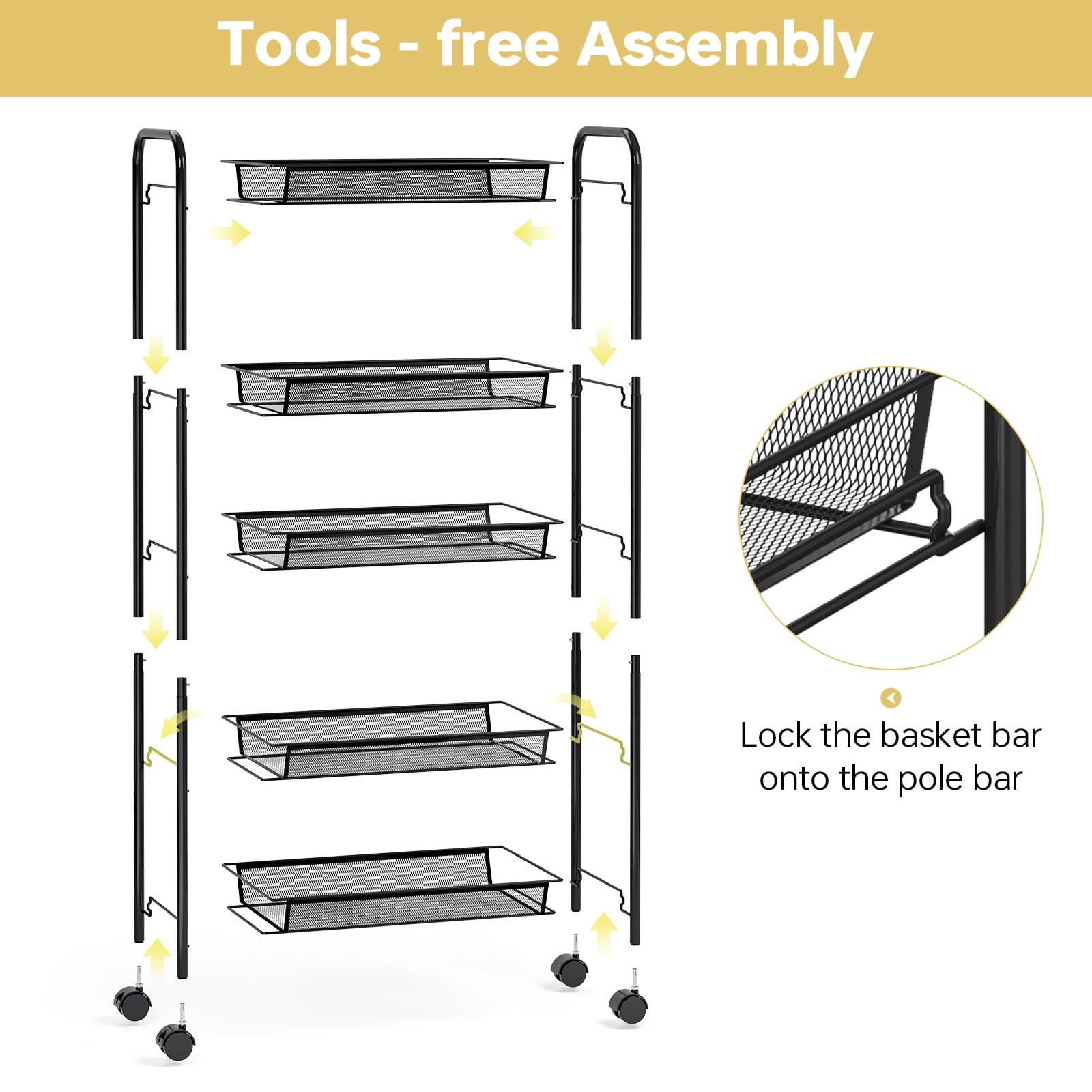 5 Tier Rolling Cart