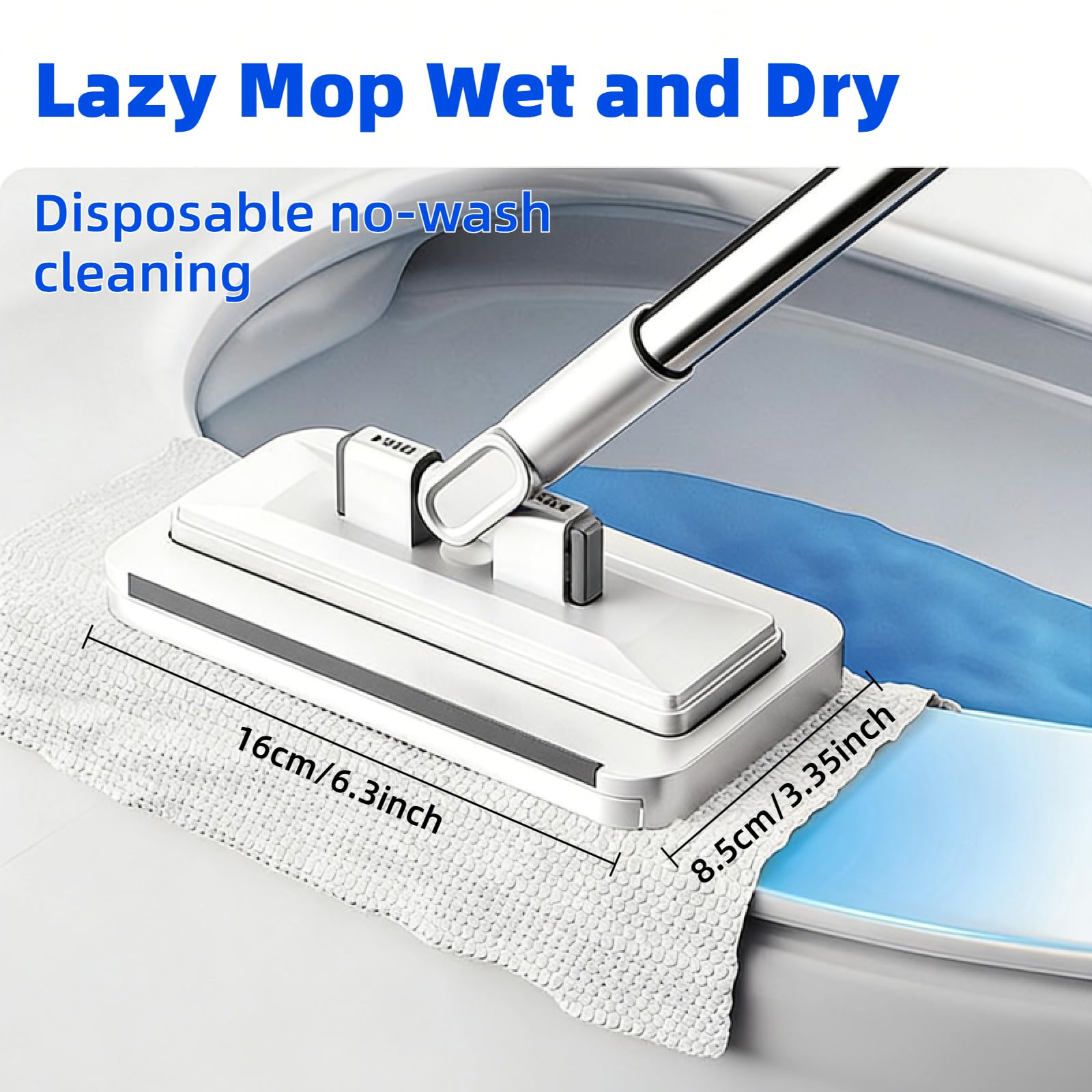 Push Clamp Mini Mop with 39in Short Handle &10 Cloths