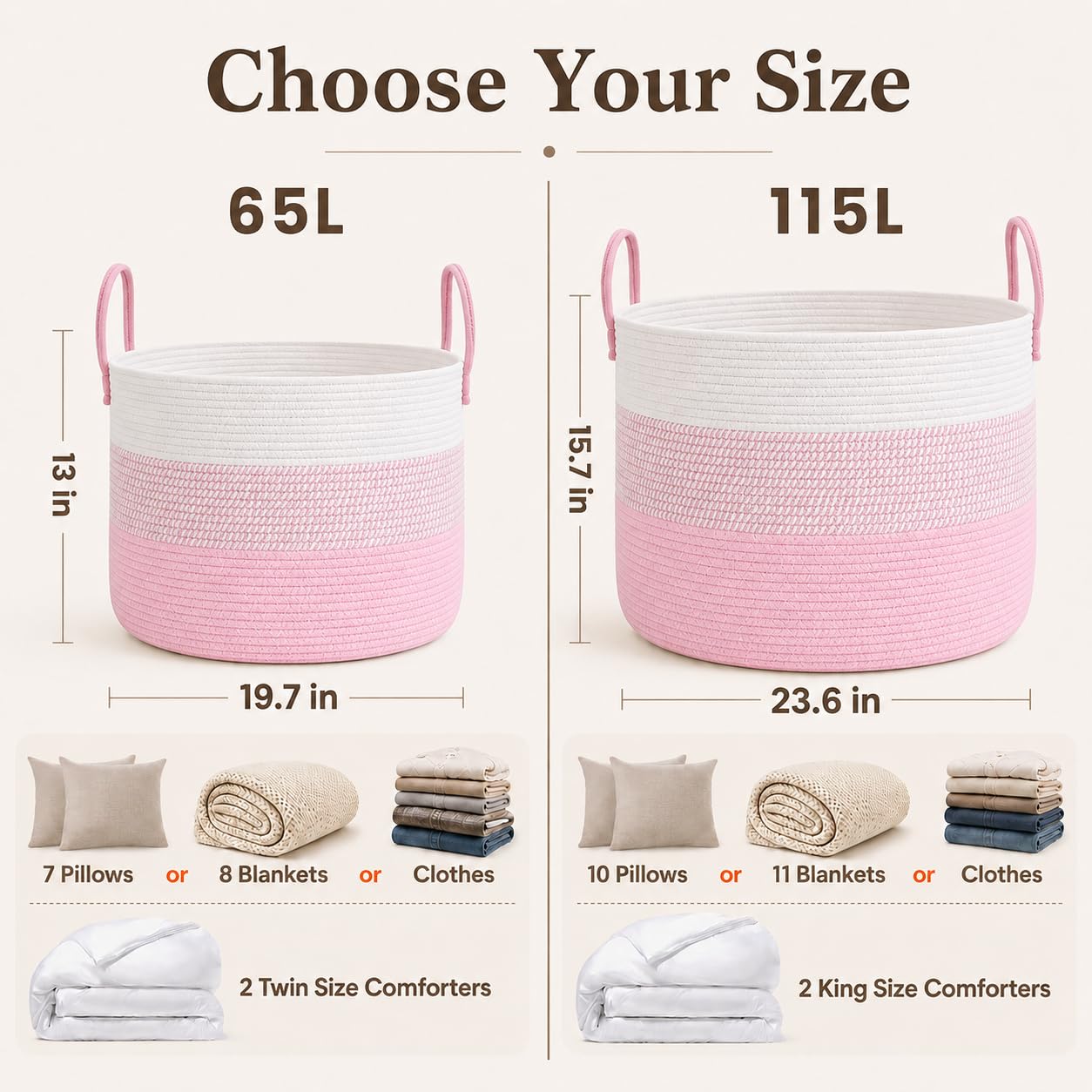 115L Extra Large Blanket Basket for Living Room
