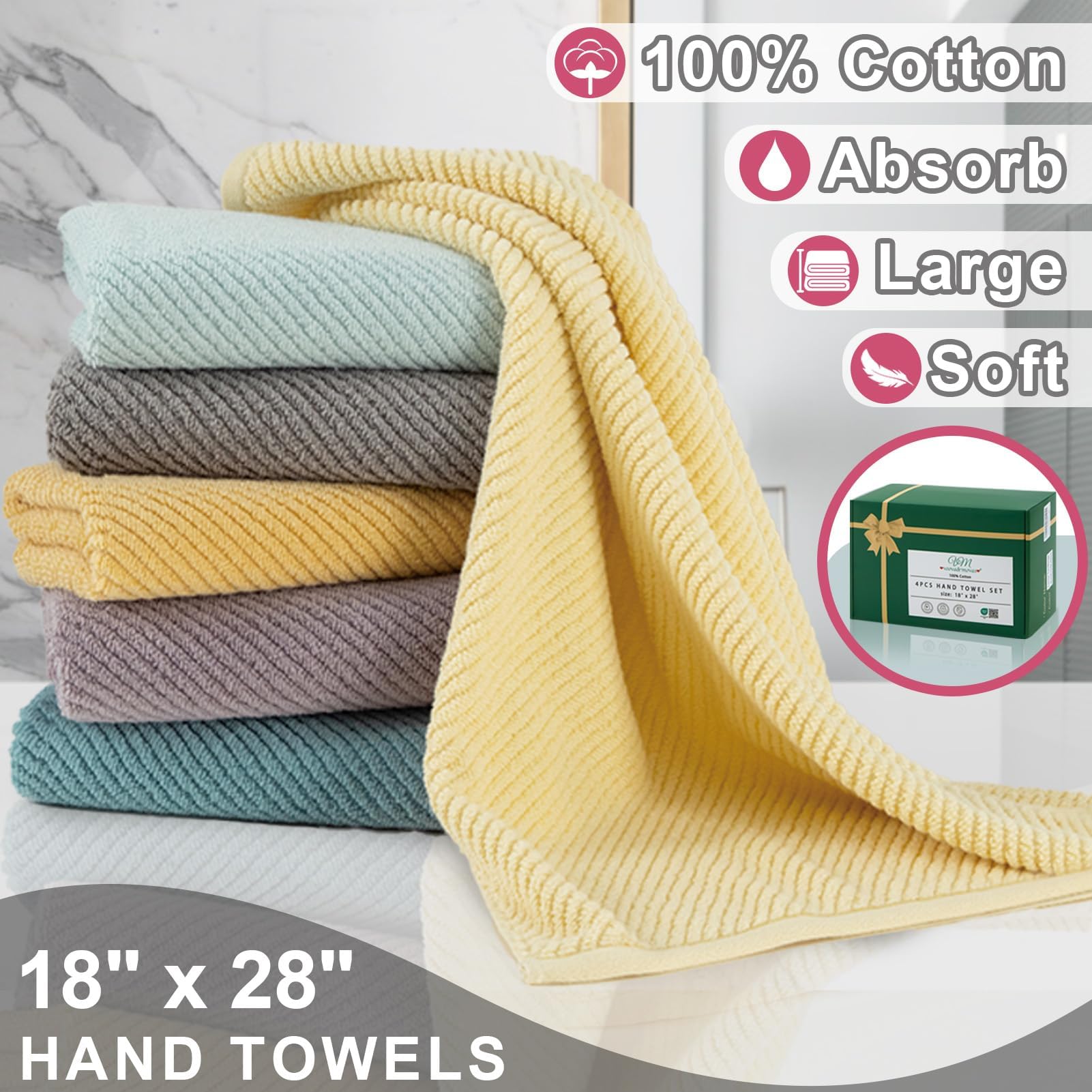 Bathroom Hand Towels 4PC (4 Count)
