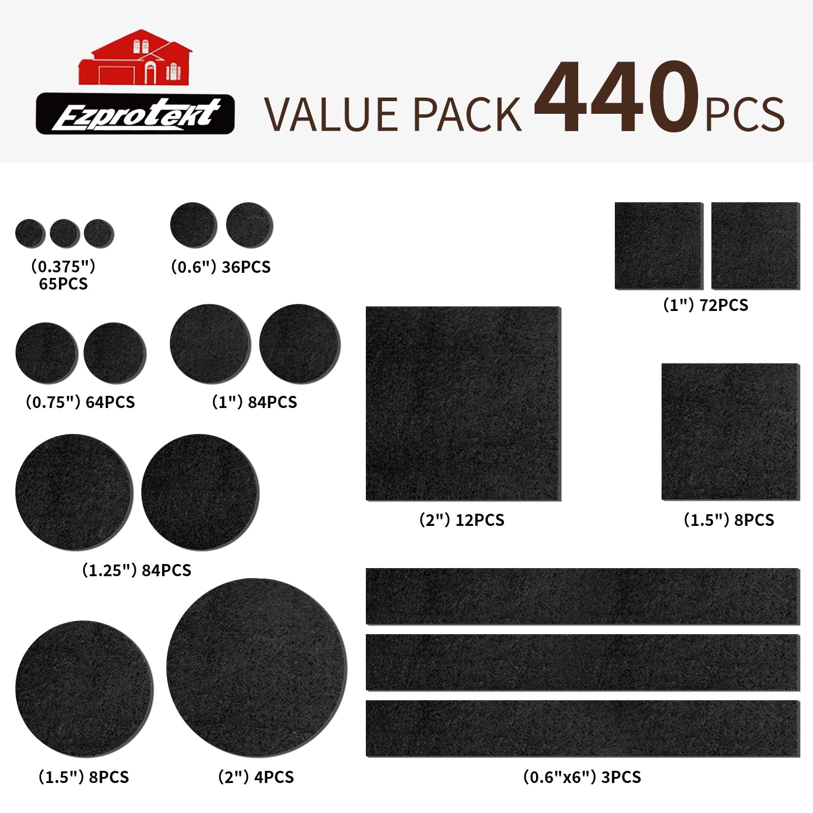 440Pcs Felt Chair Leg Pads Floor Protectors for Hardwoods Floors (440 Count)