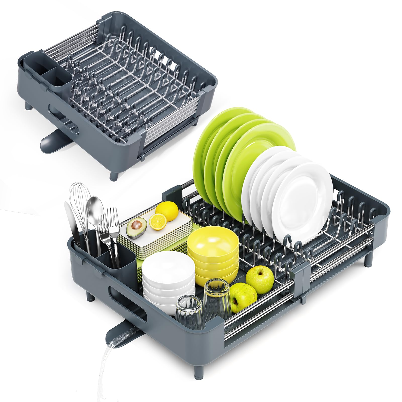 Extendable Stainless Dish Drying Rack for Kitchen Counter