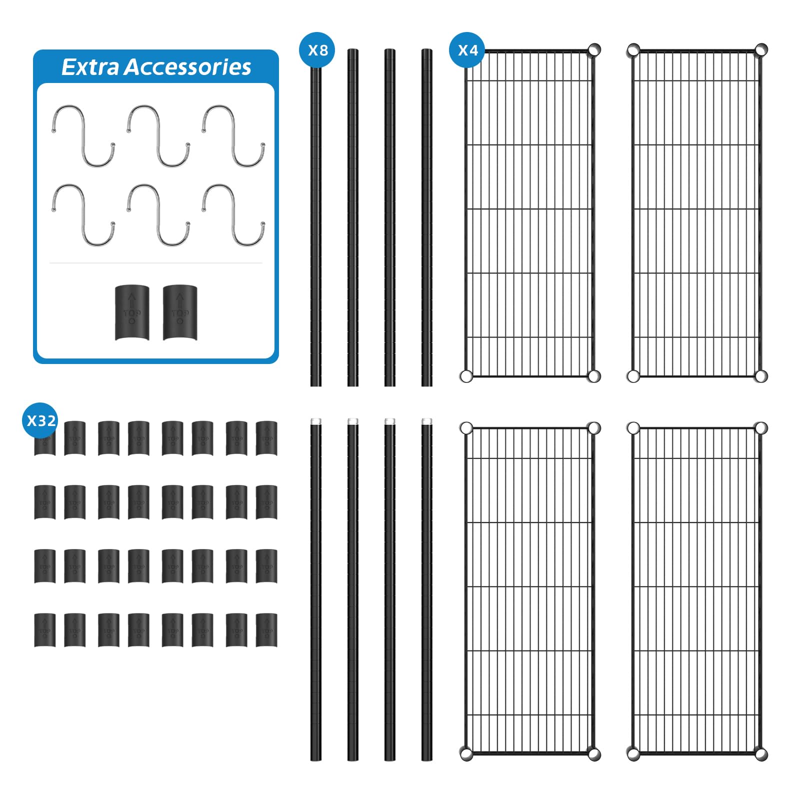 4 Shelf Adjustable Metal Wire Shelving
