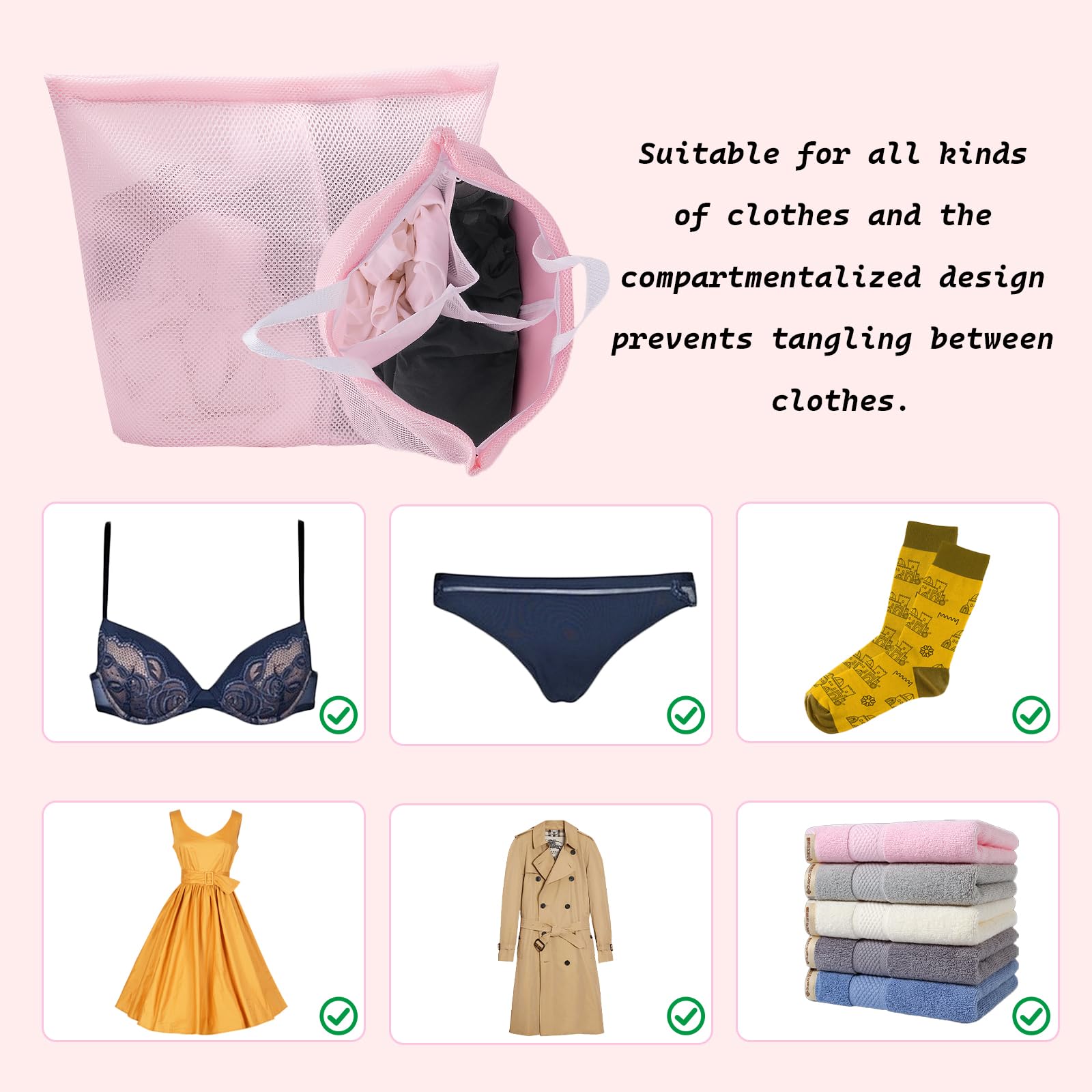 2 Pcs Special Zoning laundry bag for delicates with handles mesh laundry bags washing machine laundry totes travel storage and sorting bag