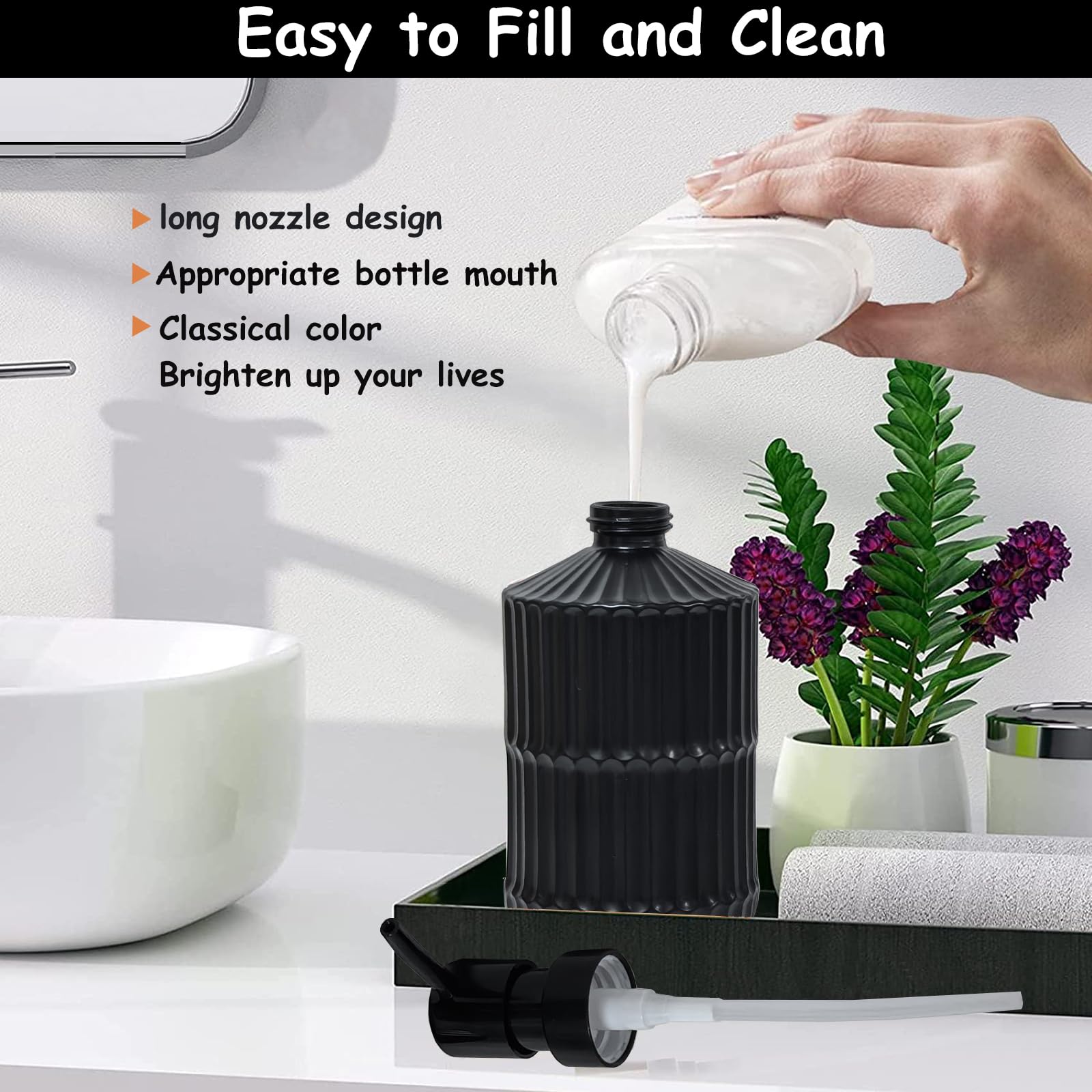 Black Glass Soap Dispenser with Pump