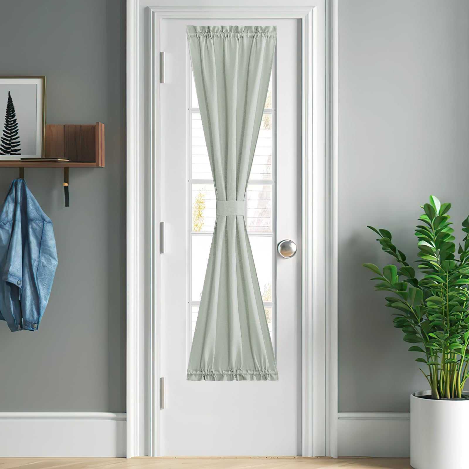 Sage Green Kitchen Sheer Door Window Curtain 26 x 72 inches Long