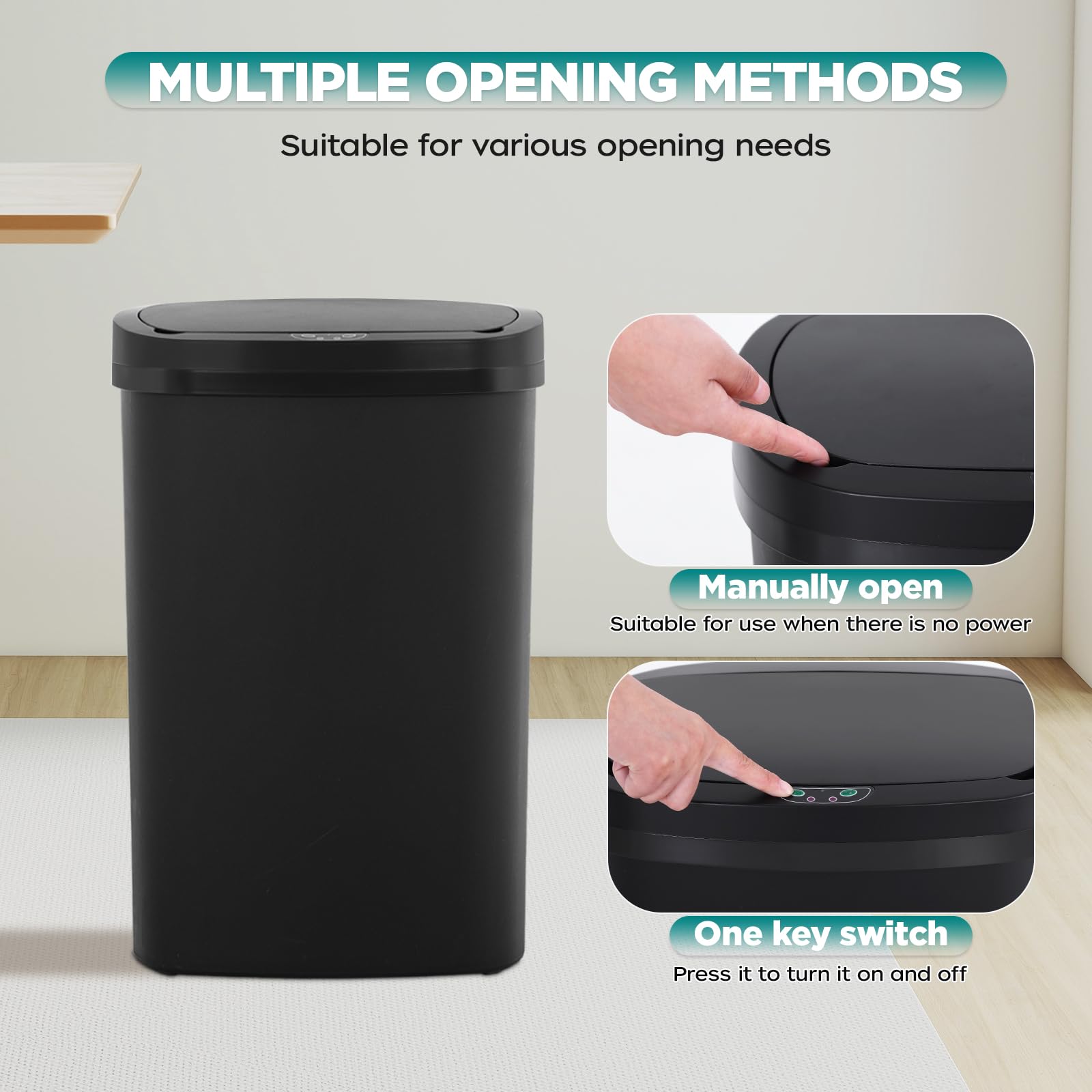 Automatic Motion Sensor Bathroom Trash Can with Lid