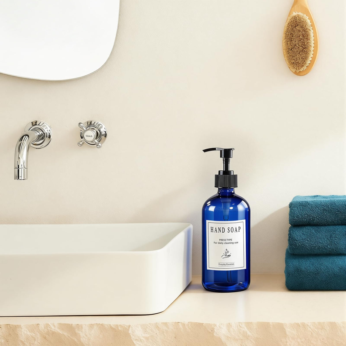 12 Pack 8oz Blue Glass Soap Dispensers with Pump (12 Count)
