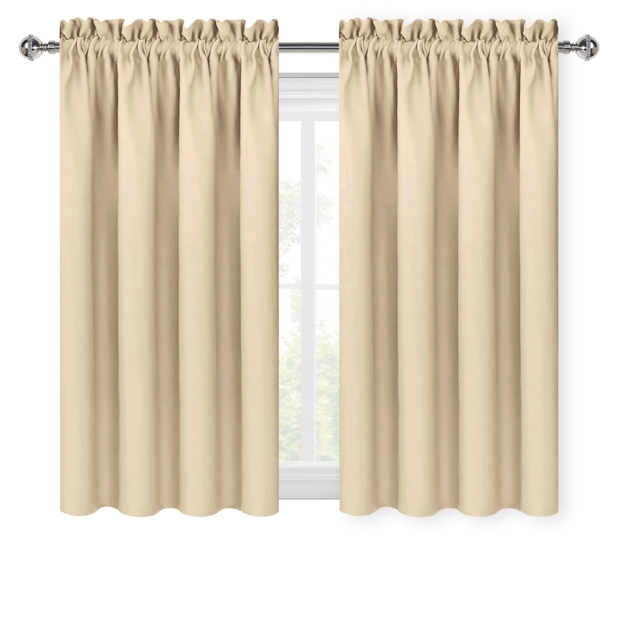 Blackout Curtains for Bedroom Living Room 52 x 54 Inch Long Beige (2 Count)