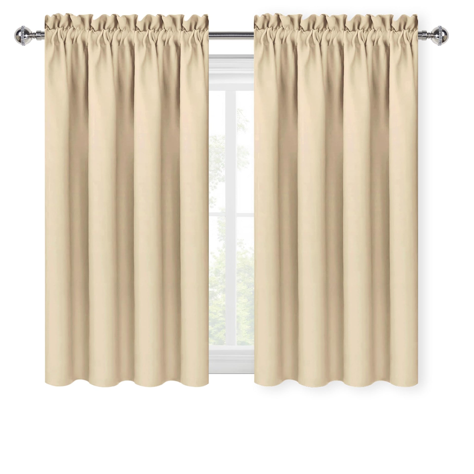 Blackout Curtains for Bedroom Living Room 38 x 45 Inch Long Beige