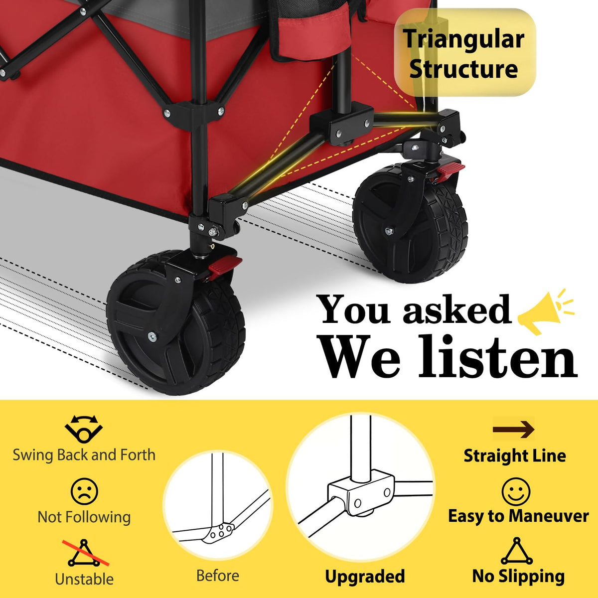 48''L Collapsible Foldable Extended Wagon with 660lbs Weight Capacity