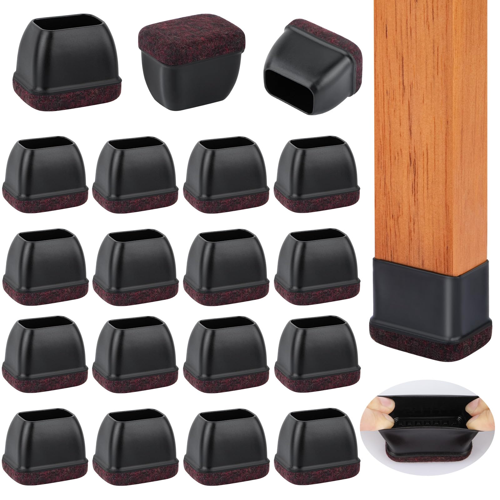 32 Pcs Rectangle Silicone Chair Leg Floor Protectors (32 Count)