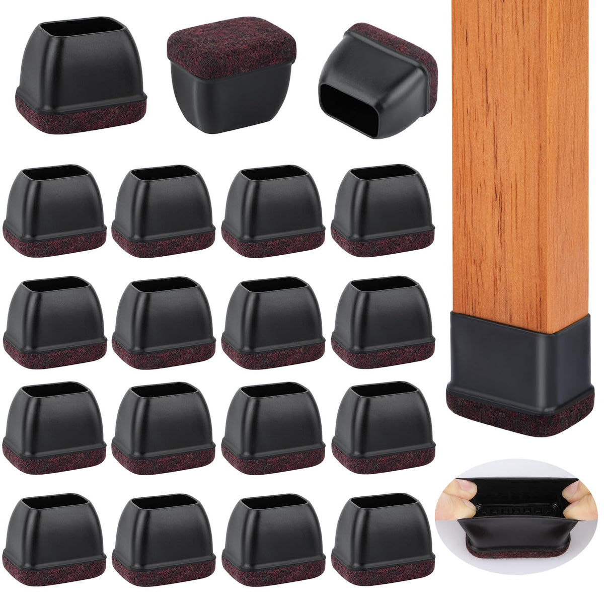 32 Pcs Rectangle Silicone Chair Leg Floor Protectors