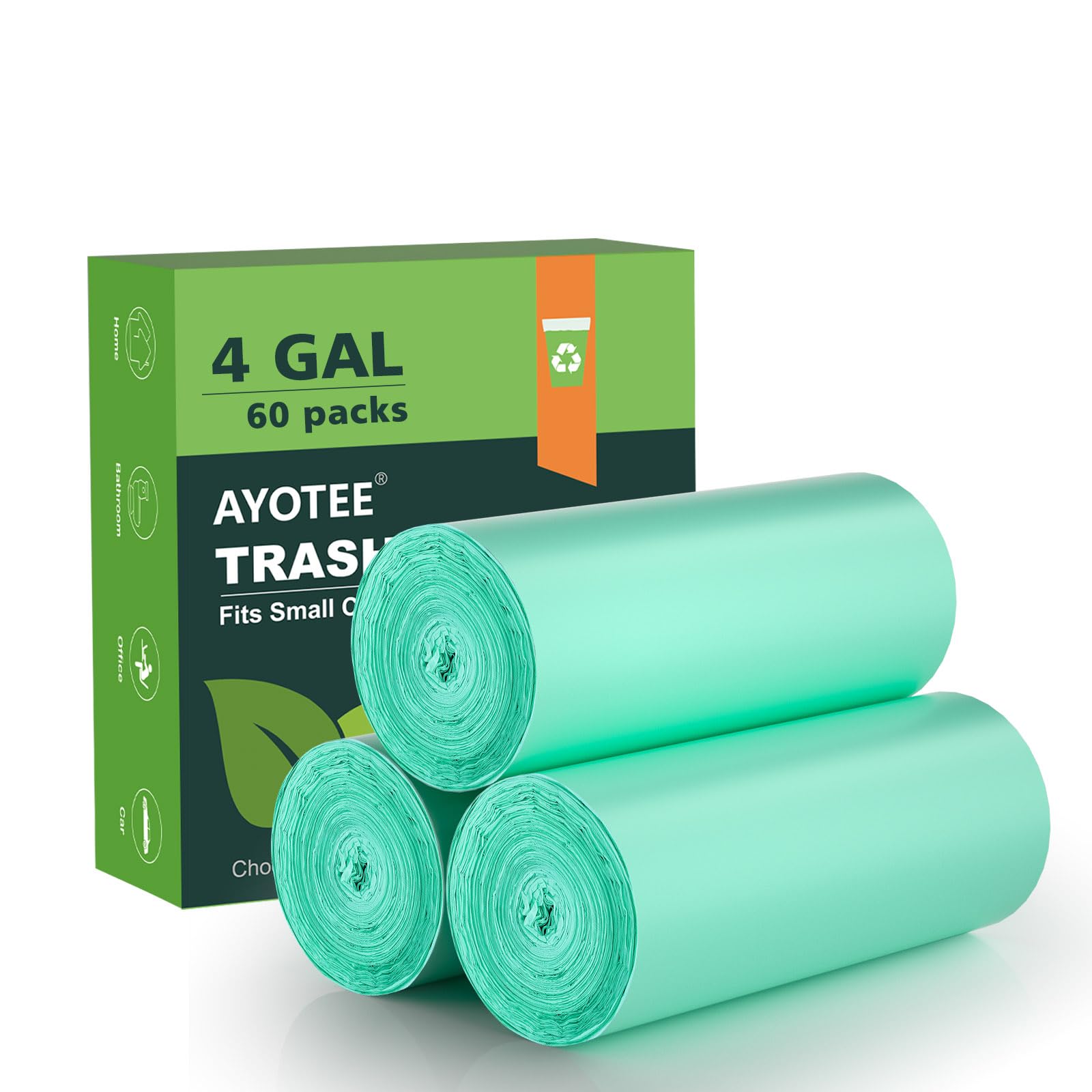 4 6 Gallon Small Trash Bags Compostable Trash Bags (60 Count)