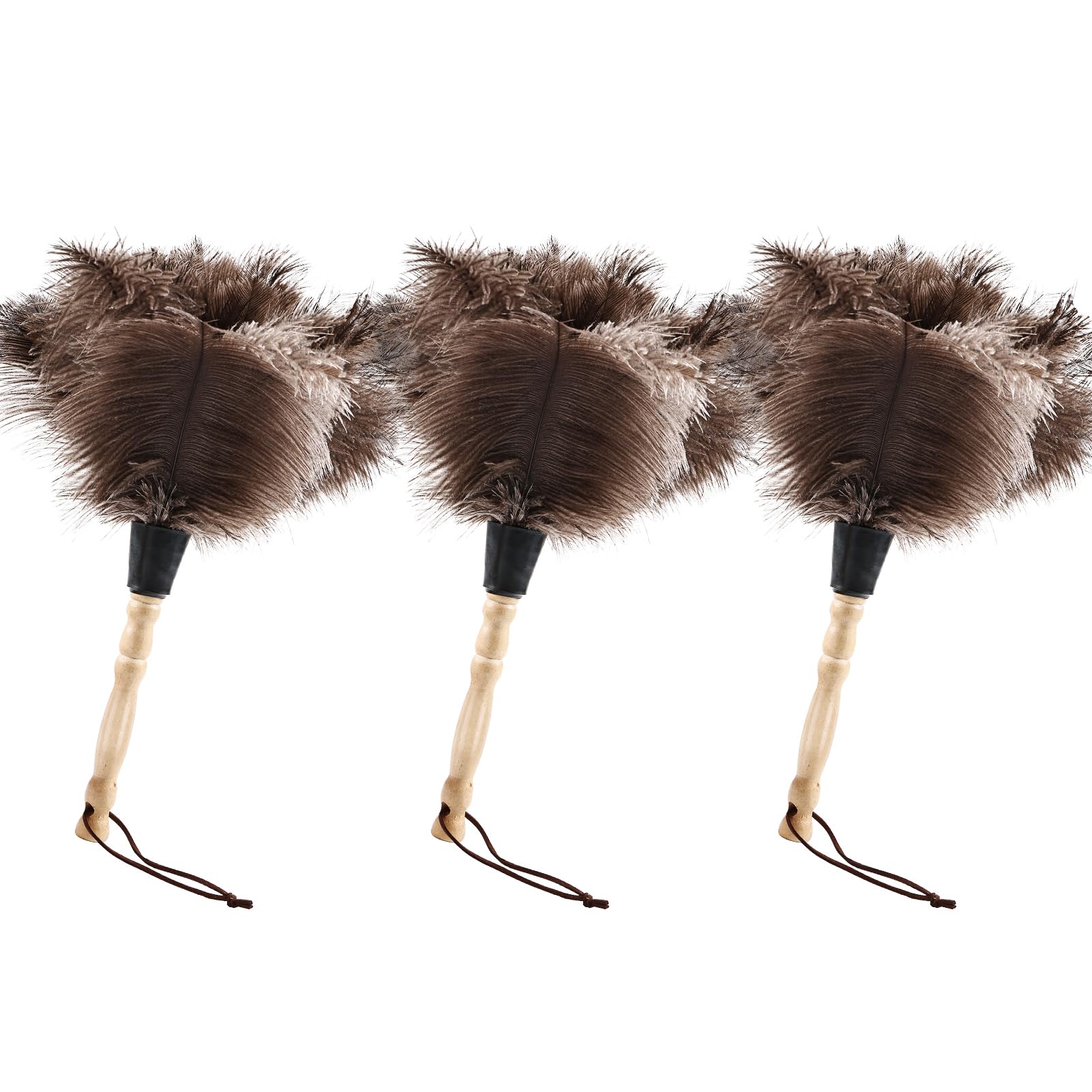 Ostrich Feather Duster 14" Natural Handheld Reusable Feathers Dusters with Wooden Handle for Cleaning Supplies Home Car Office (3 Count)