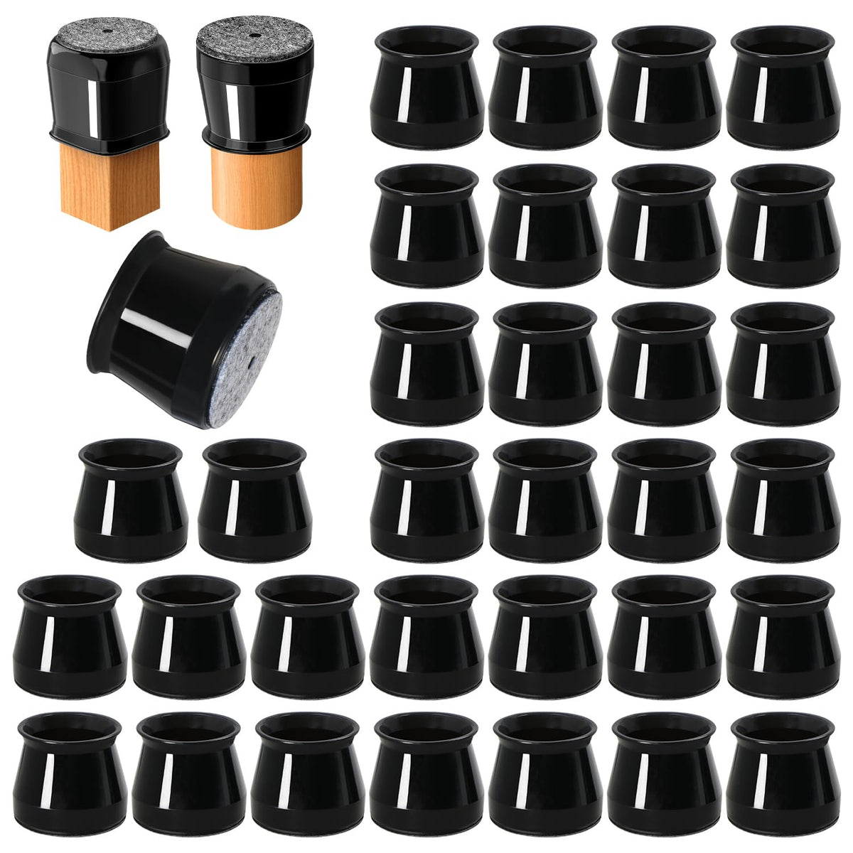 32 Pcs Chair Leg Floor Protectors for Hardwood Floors Black (32 Count)