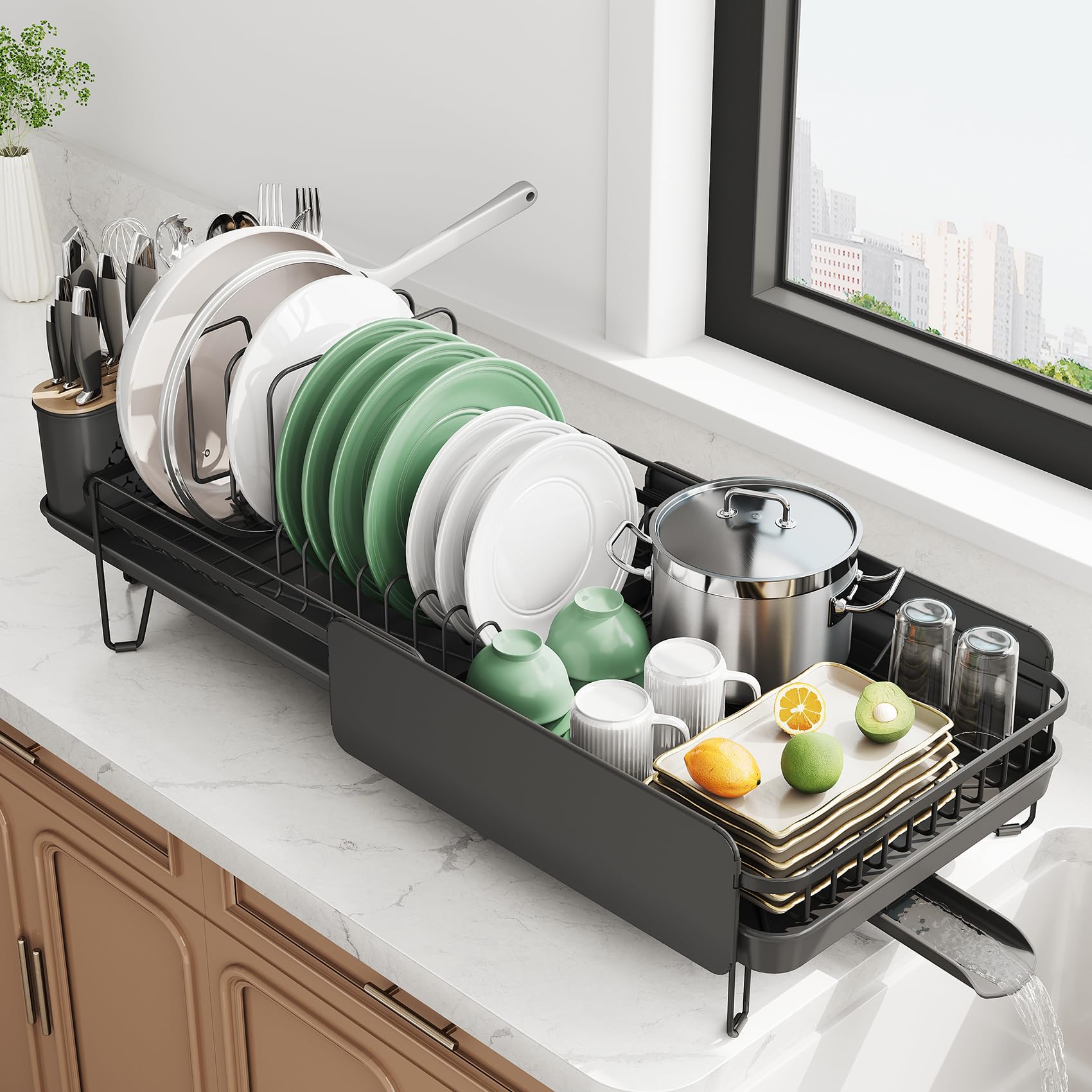 Large Expandable Dish Drying Rack for Kitchen Counter