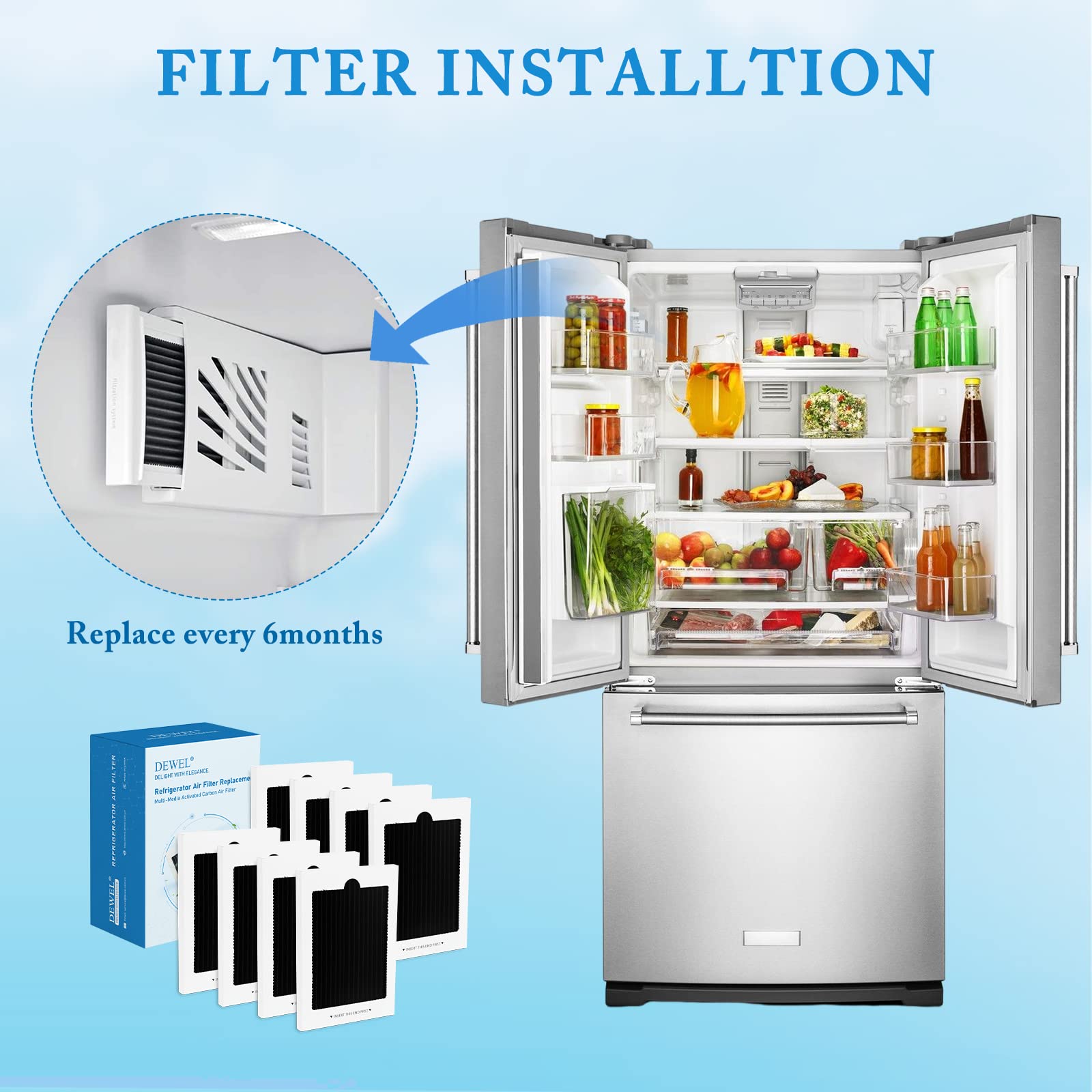 Refrigerator Air Filter Replacement 8 Pack