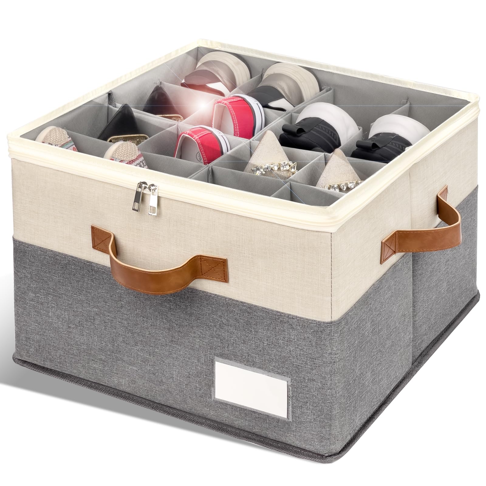 1 Pack Shoe Organizer for Closet Foldable Storage Box with Clear Cover