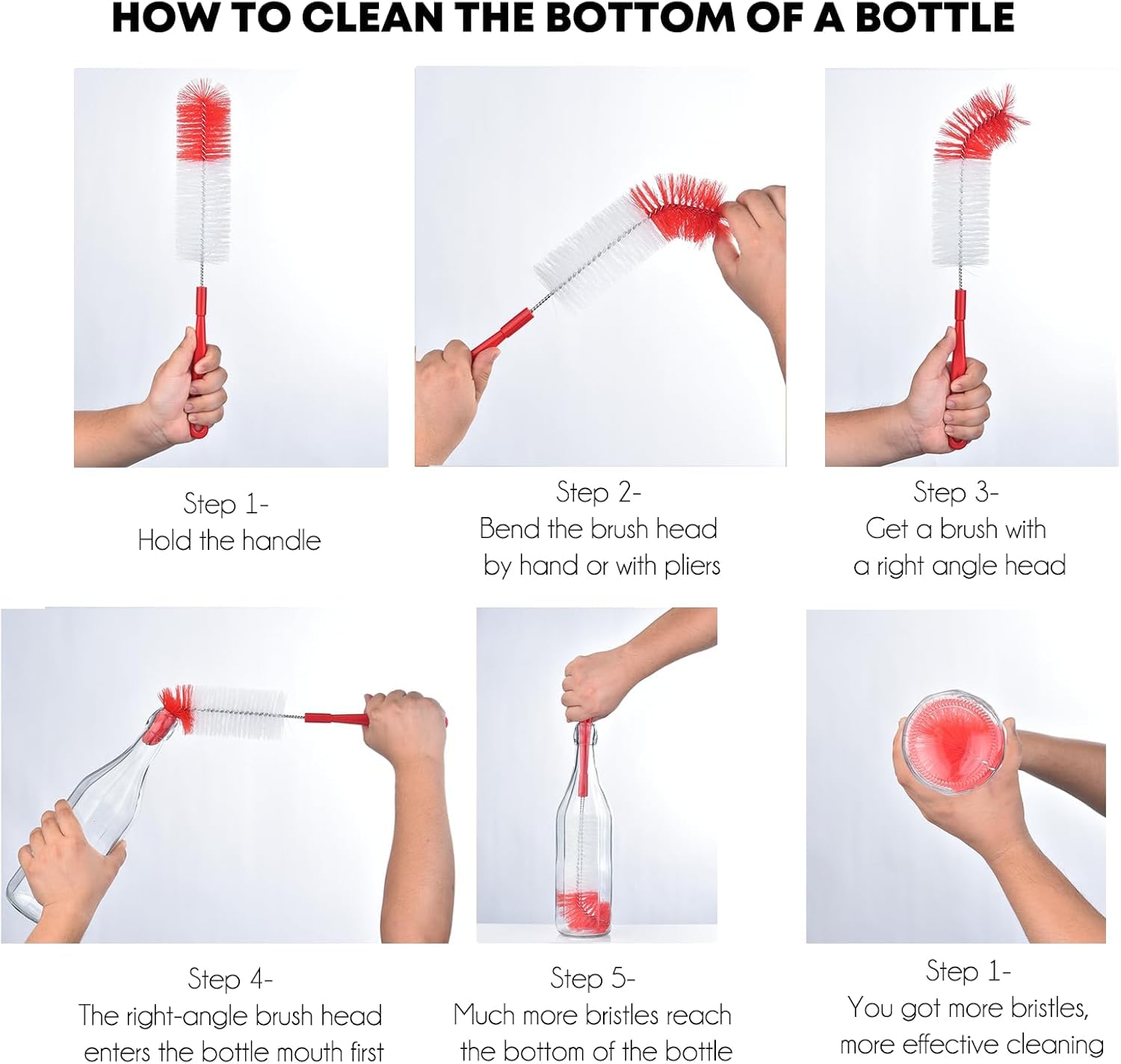 8 Pack Red Bottle Brush Cleaner Set (8 Count) - ModHome Supplies