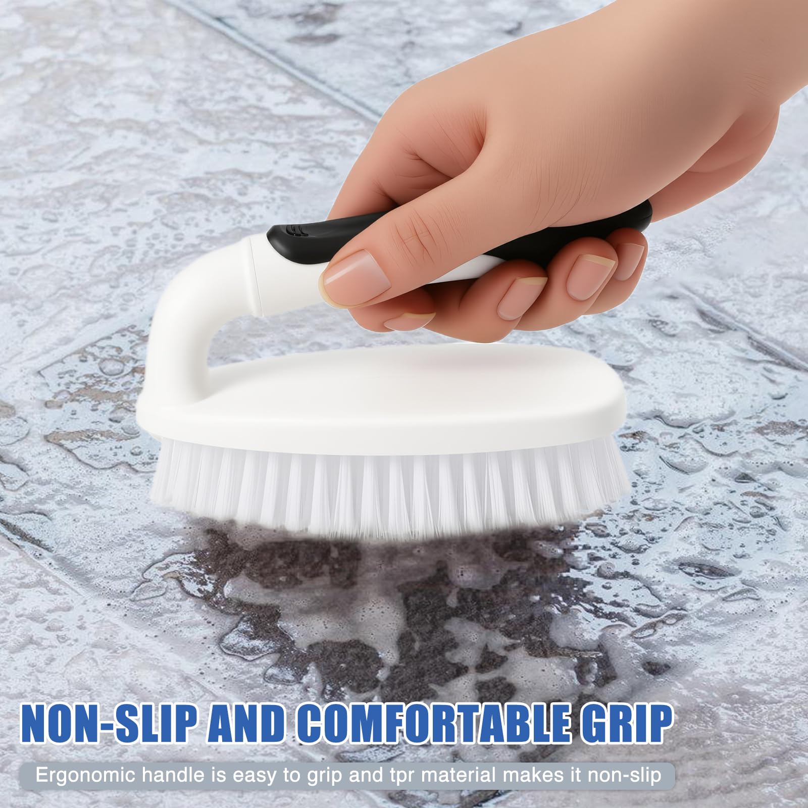 Scrub Brushes for Cleaning Heavy Duty Scrub Brush with Handle 2 Pack Black