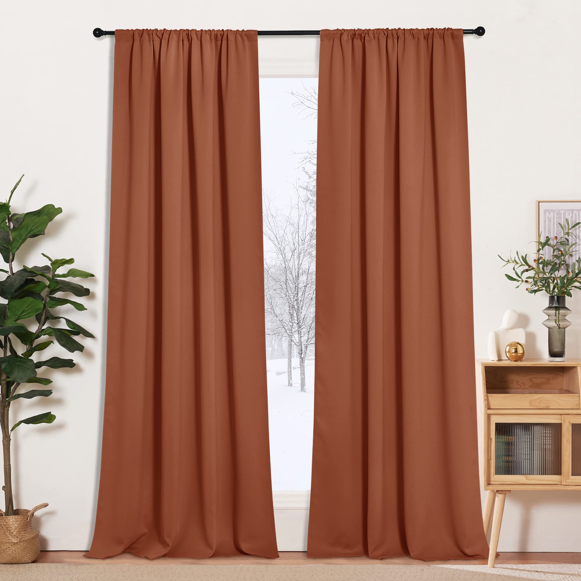 Orange Window Curtains 108 inches Length