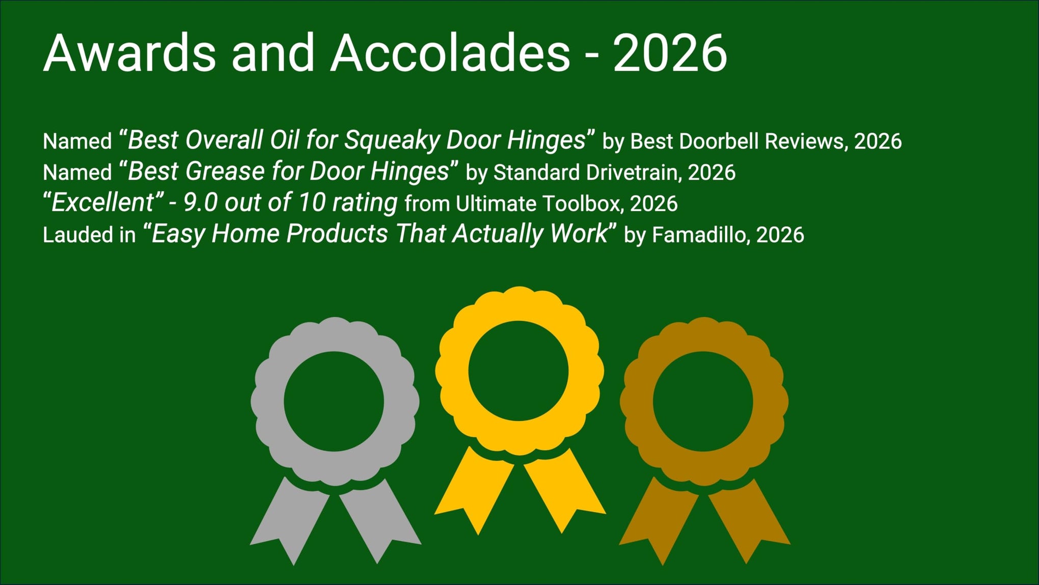 The First-of-Its-Kind Lubricant Cartridge for Squeaky Door Hinges. Mess-Free, Odorless, Sprayless & Prelubricated. Hinge Husher™ Lubricant Cartridges (3 Pack - Silver) (3 Count)