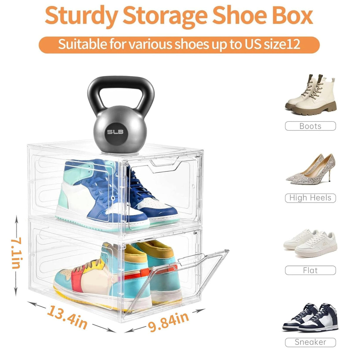 12 Pack Thicken & Sturdy Clear Shoe Storage Organizer with Magnetic Door (12 Count)