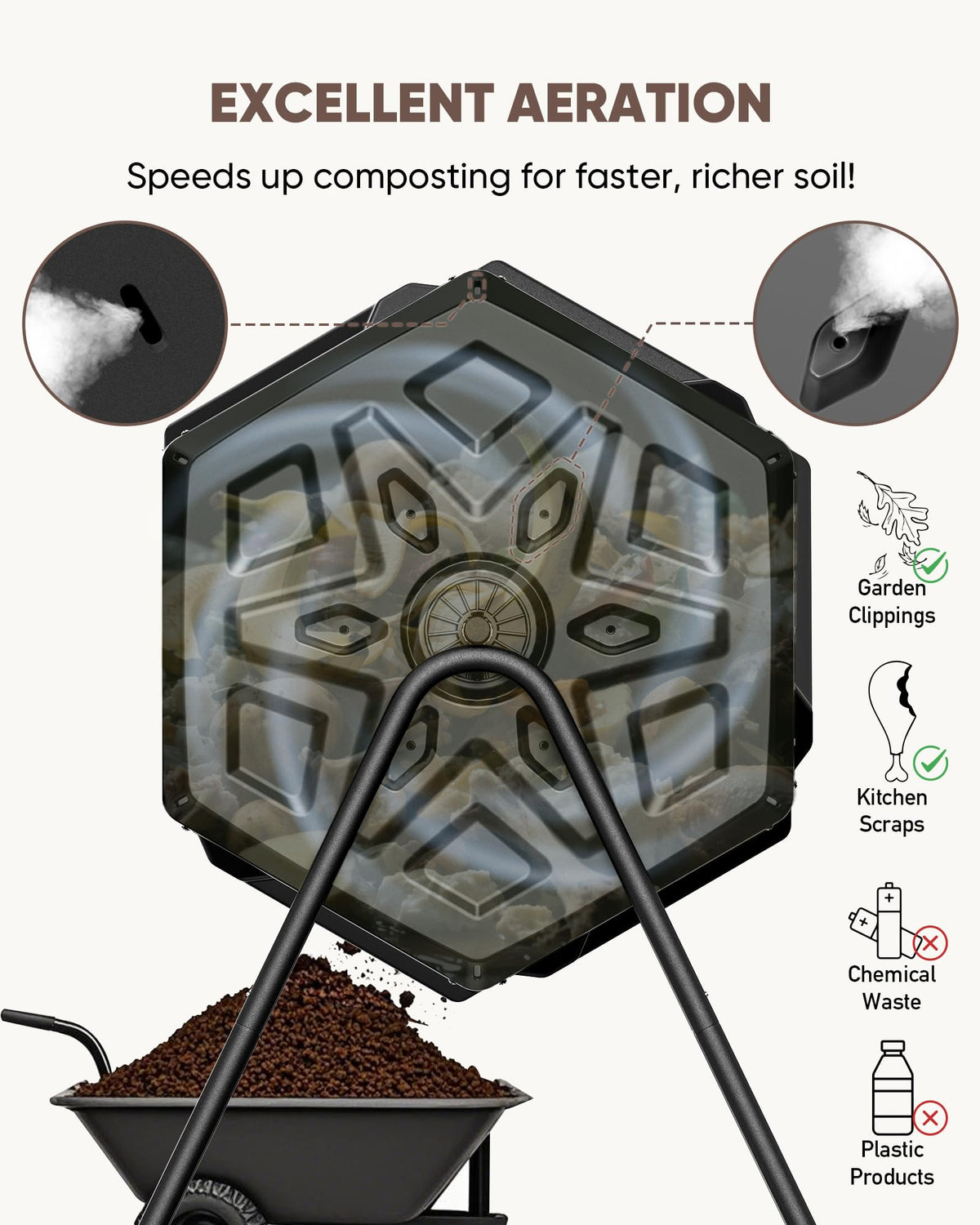 THE Growing 43 Gal Outdoor Compost Bin Tumbler for Backyard Garden