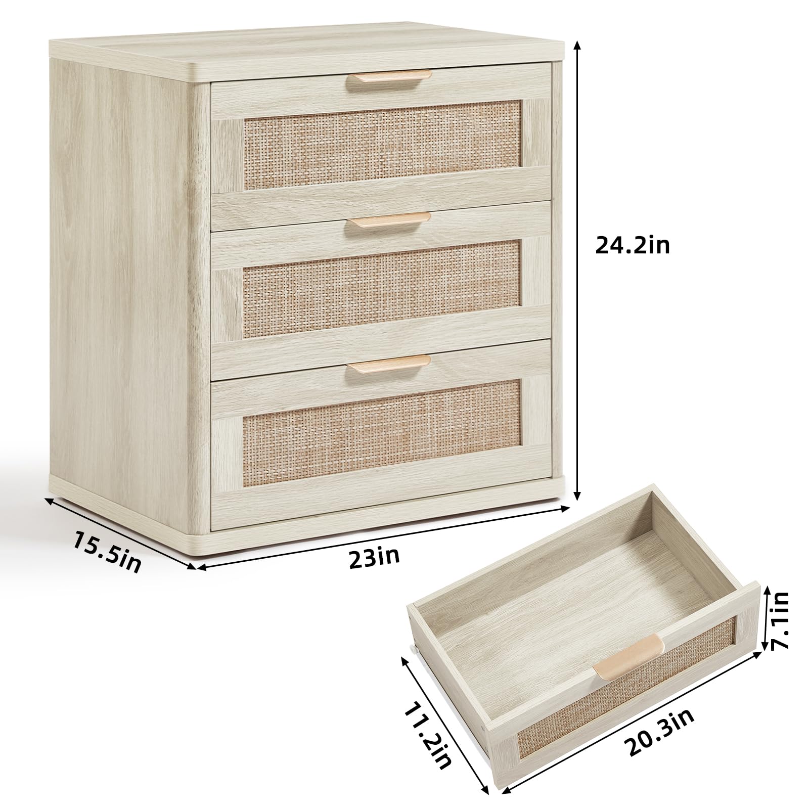 Rattan 23" Nightstands with Drawers for Bedroom (2 Count)