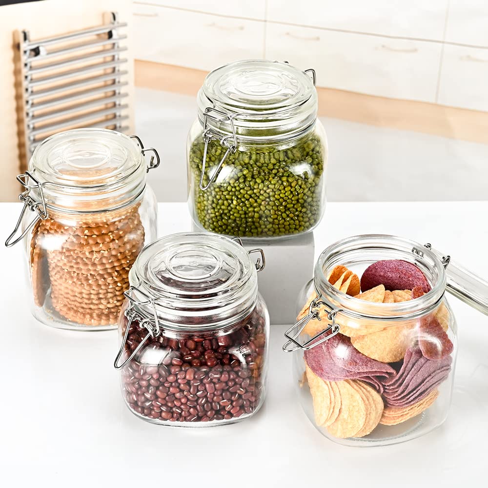 32oz Glass Food Storage Jars with Airtight Clamp Lids (32 Count)