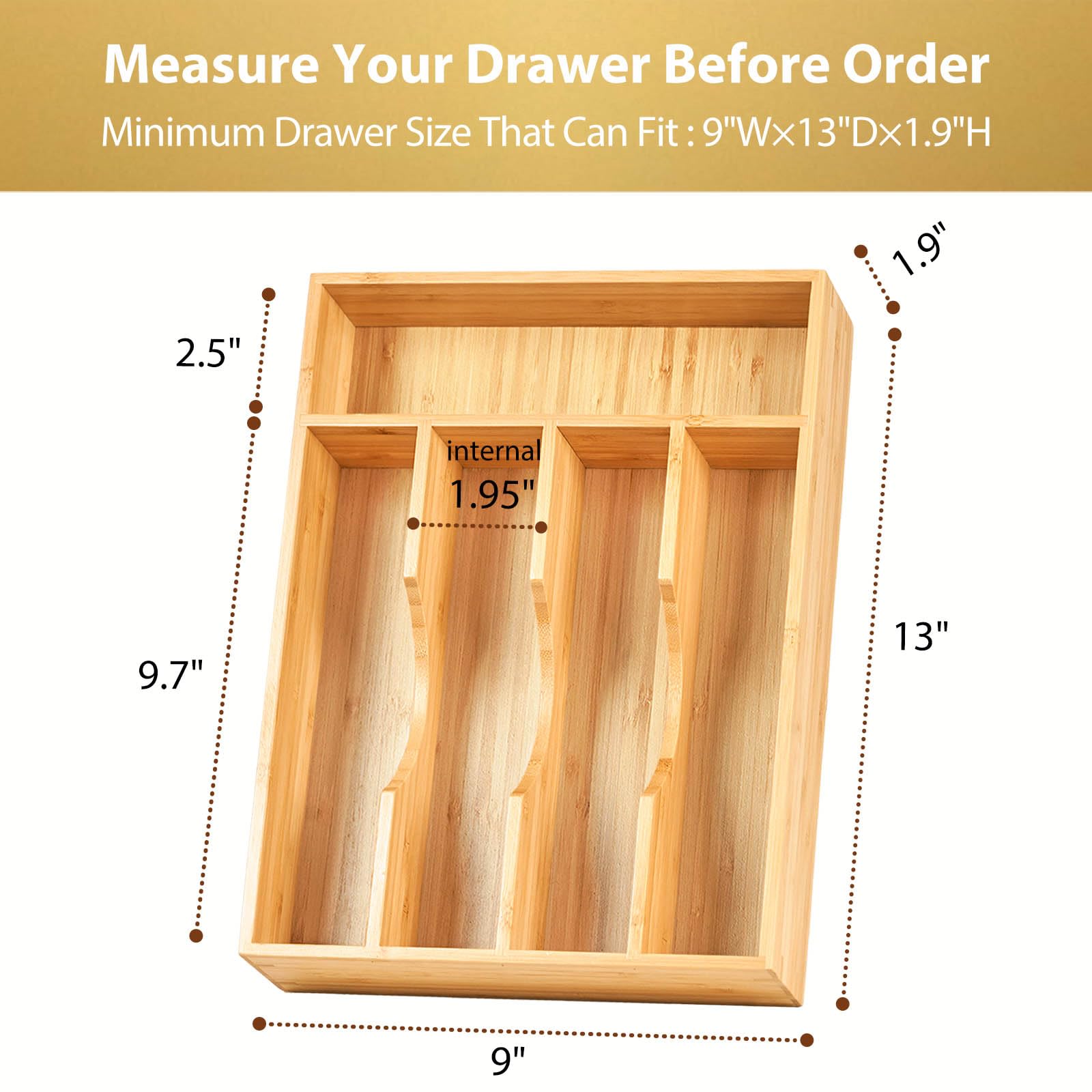 Bamboo Kitchen Drawer Organizer